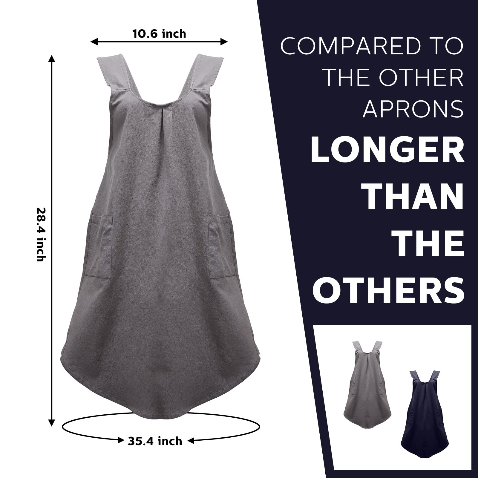 2 Pack Japanese Linen Cross Back Aprons Kitchen Cooking Aprons For Women Men With 2 Pockets Cute Gardening Apron Dress For Cooki