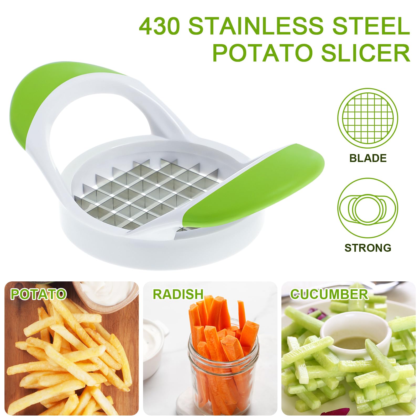 Doitool French Fry Cutter, Stainless Steel Potato Slicer Fast Potato Cutting With Handle Kitchen Tools, Fries Cutter Machine Fru