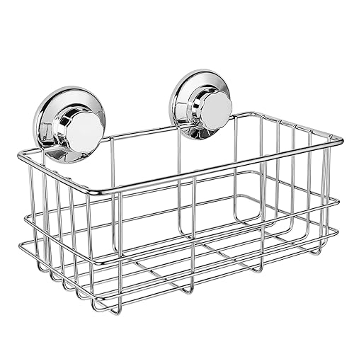 Ipegtop Suction Cup Deep Shower Caddy Bath Wall Shelf For Large Shampoo Shower Gel Holder Bathroom Storage - Rustproof Stainless