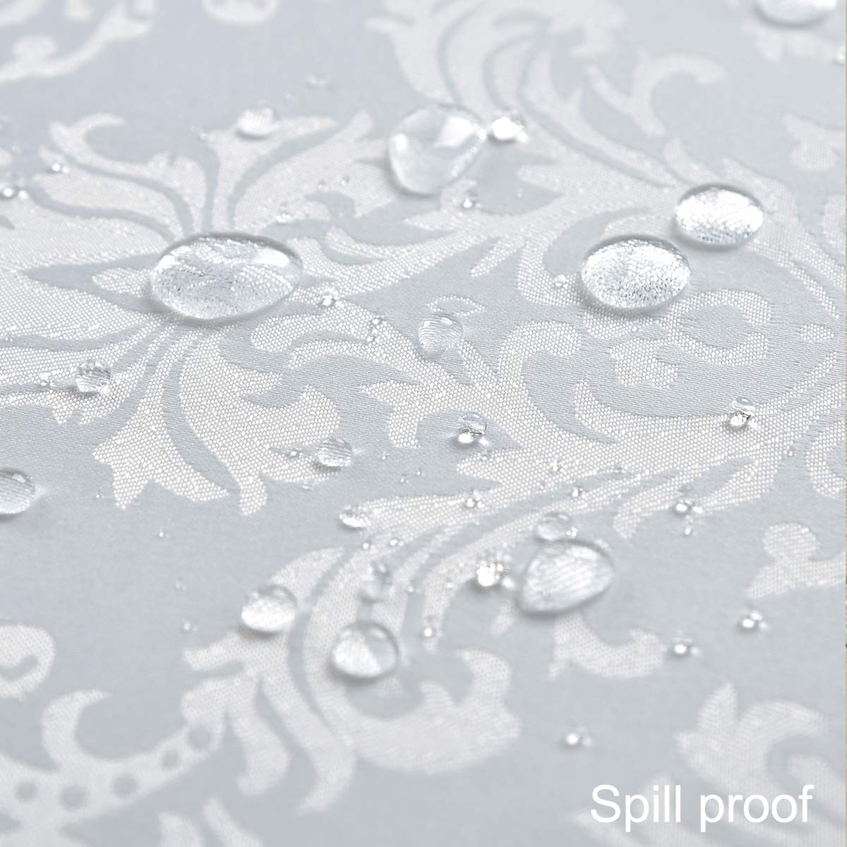 Rectangle Table Cloth - 60 X 120 Inch White Jacquard Tablecloths Damask Design Spillproof Wrinkle Resistant Shrinkproof Soft Tab