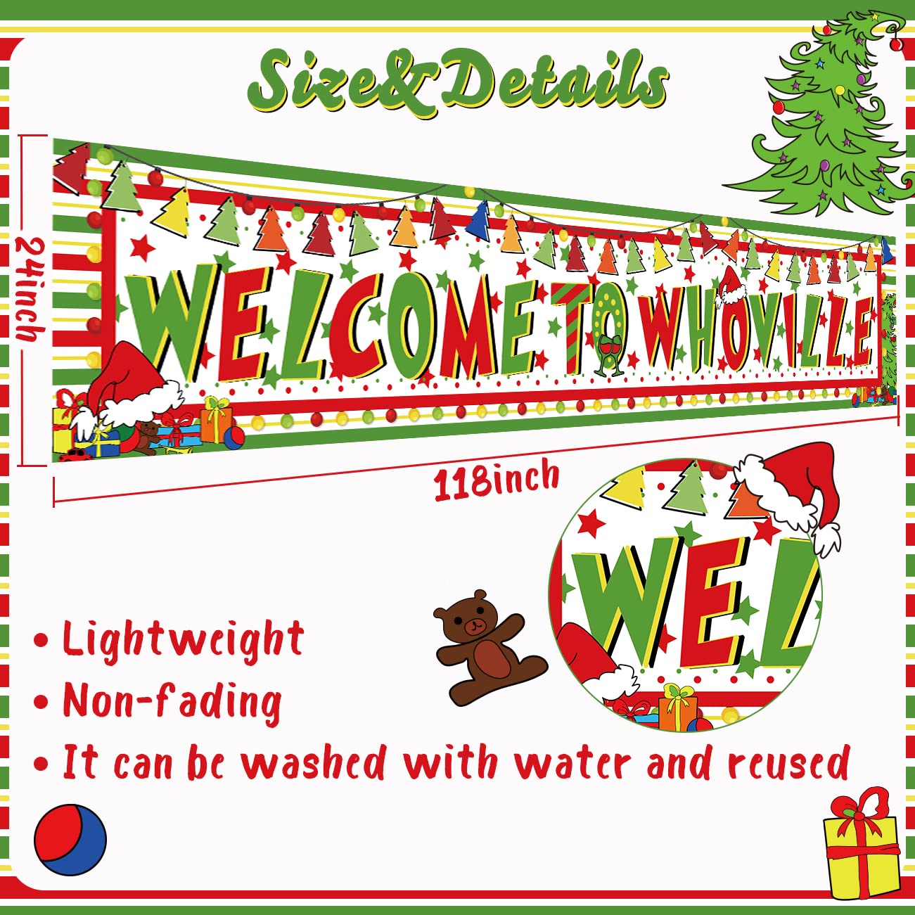 Large Whoville Christmas Decorations Banner Welcome To Whoville Yard Sign Hanging Banner Outdoor Christmas Decorations Grinch Ba