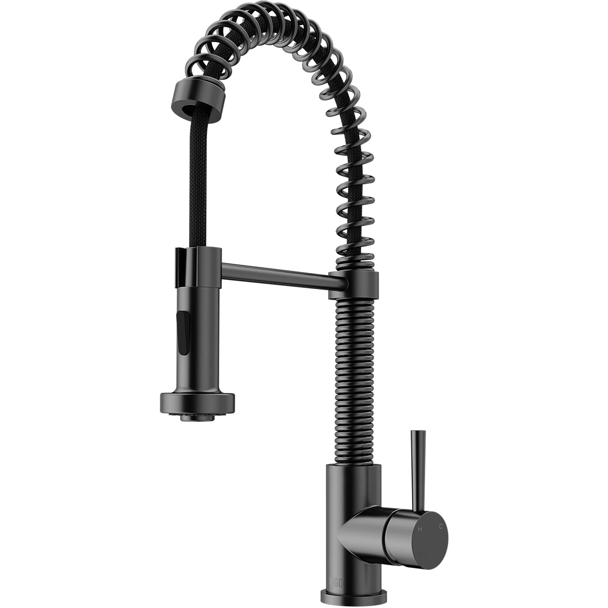 VIGO Edison 19 H Single Handle Pull-Down Sprayer Kitchen Faucet in Graphite Black-VG02001GB