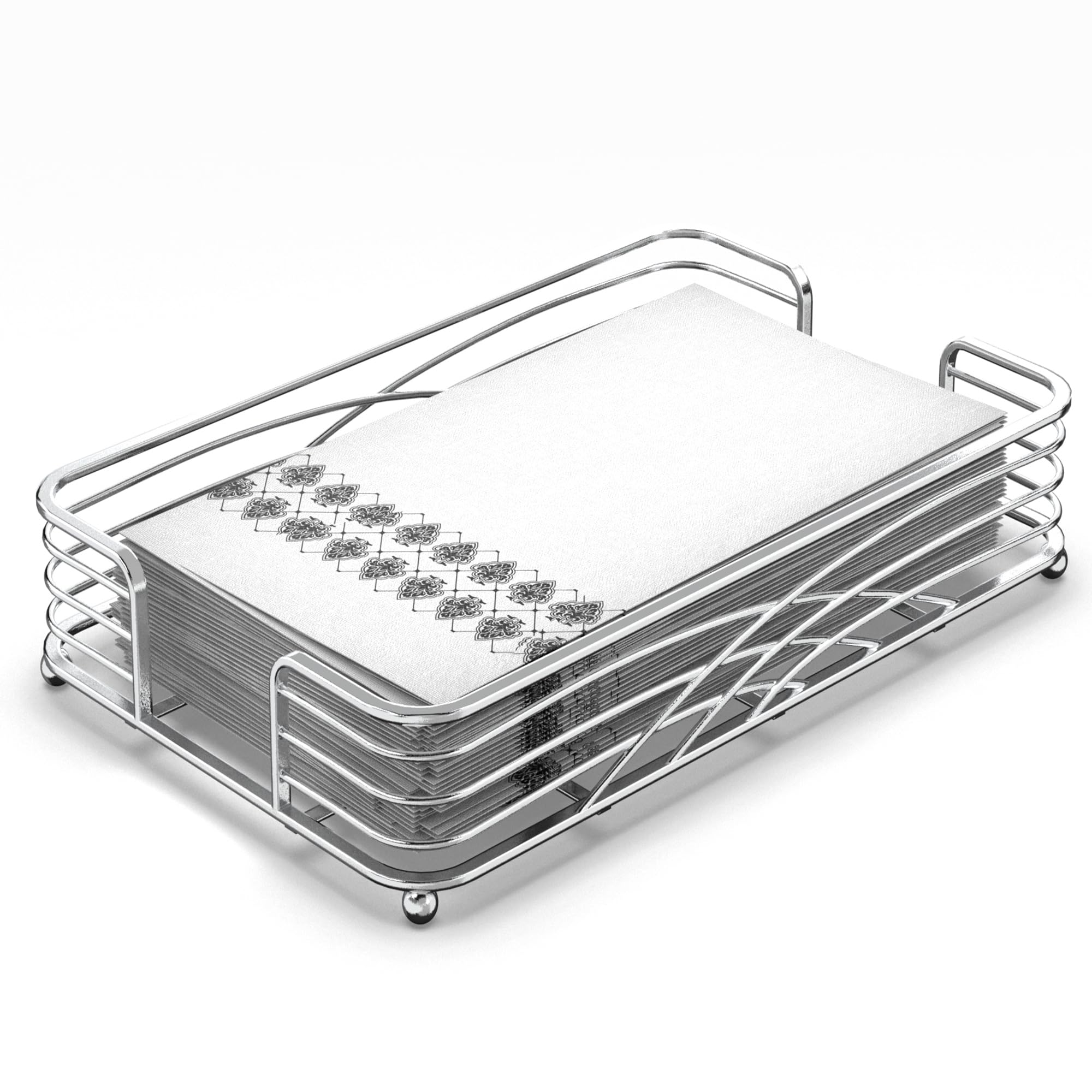 Levimetree Silver Guest Towel Holder Tray For Bathroom - Hand Towel Holder For Bathroom, Disposable Paper Hand Towels Holder, Gu