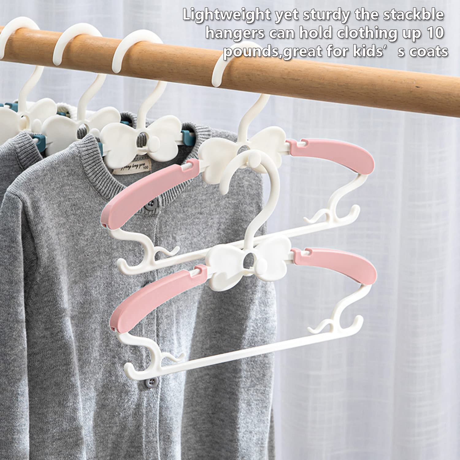WJWSKI Baby Hangers for Closet - 20 Pack Baby Clothes Hangers Adjustable Baby & Kids Hangers for Nursery Cascading Plastic Childrens Hangers & Infant Hangers for Closet- Space Saving