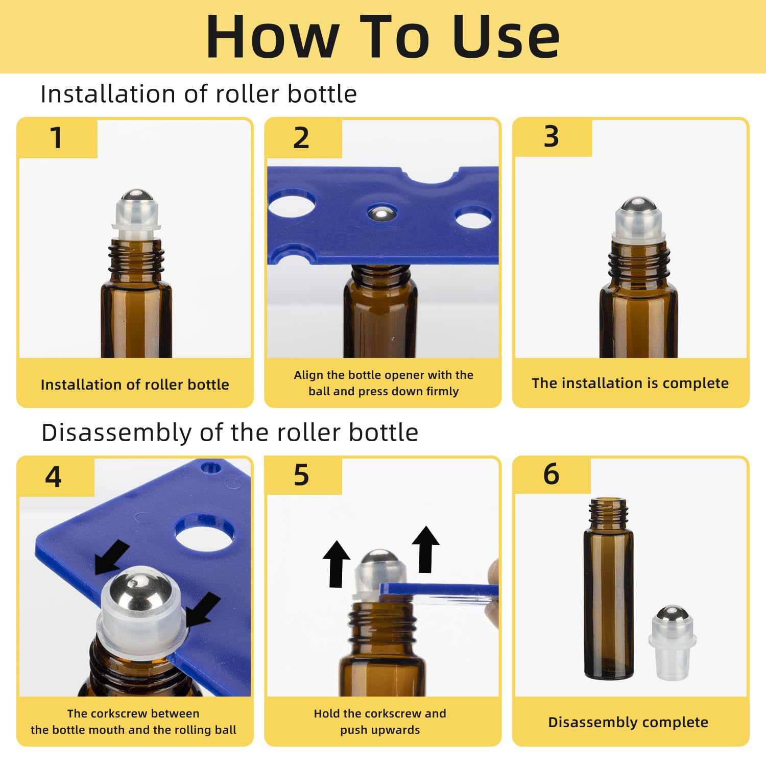 Givitasot 10Ml Essential Oil Roller Bottles, 6 Pack Amber Oil Roller Bottles For Essential Oils, Roll On Bottles With Stainless