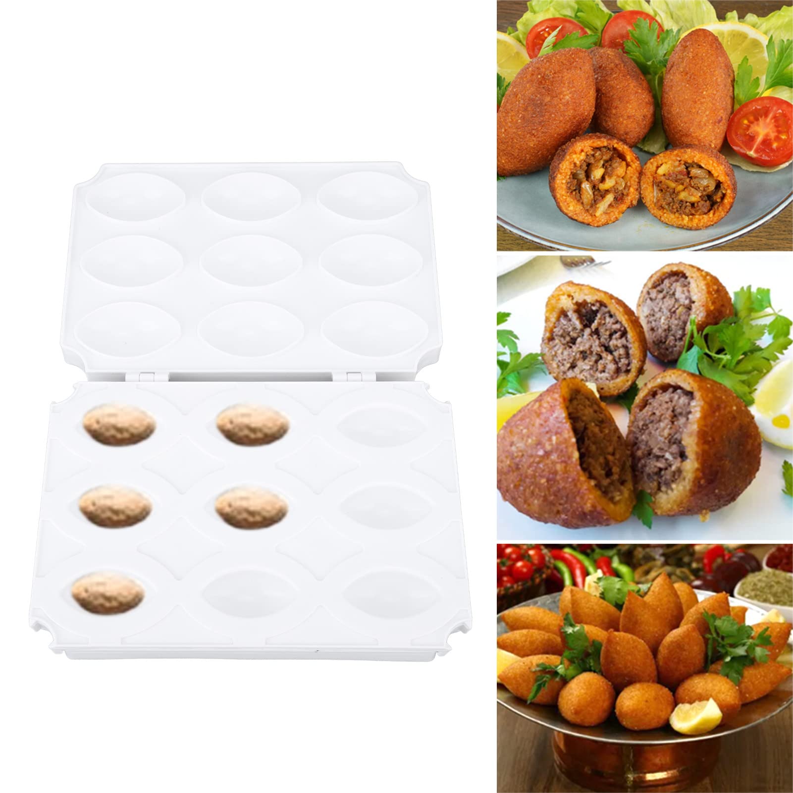 Meatball Processor Diy Kibbeh Rolls Maker Mould Manual Meatloaf Maker Press Tool Diy 9 Grids Homemade Meat Maker Manual Meatloaf