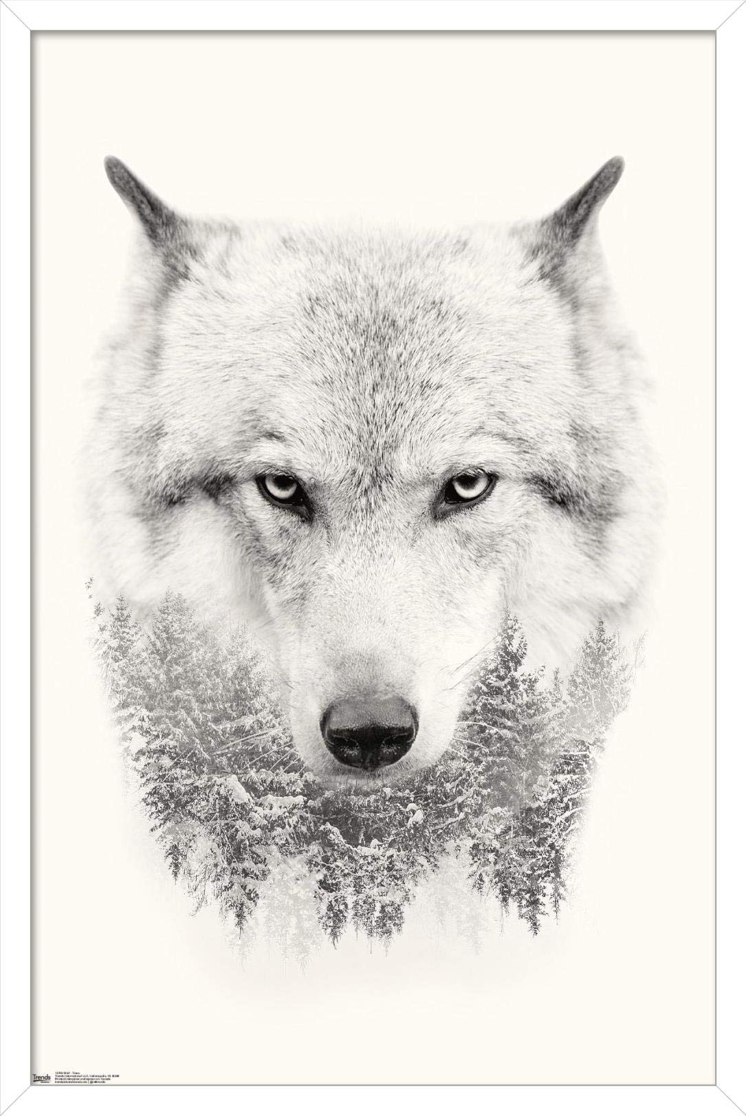 Trends International Wolf - Trees Wall Poster, 14.725'' X 22.375'', White Framed Version