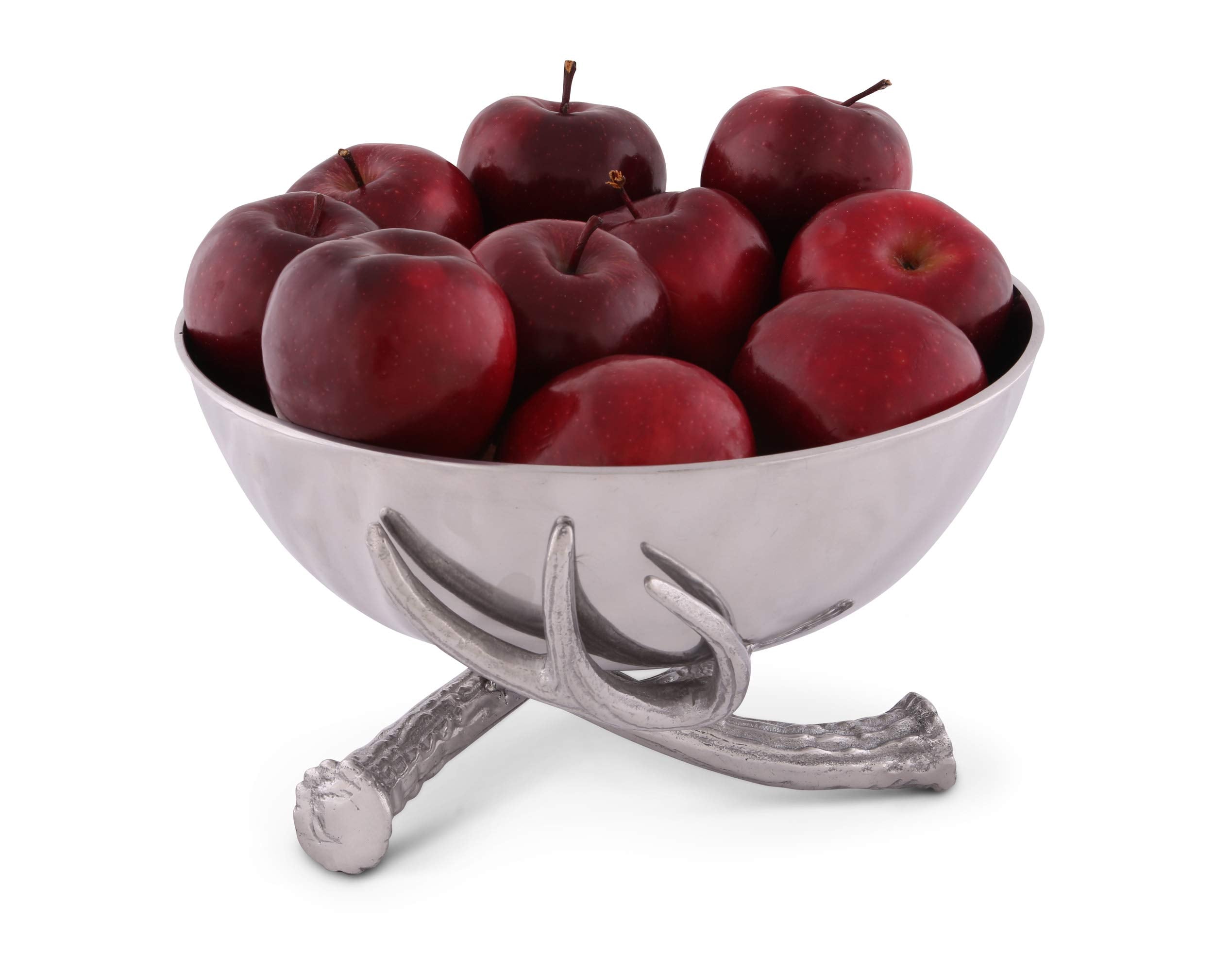 Arthur Court Designs Aluminum Deer Elk Antler Pedestal Serving Bowl 10.5 Inch Diameter 6.25 Inch Tall