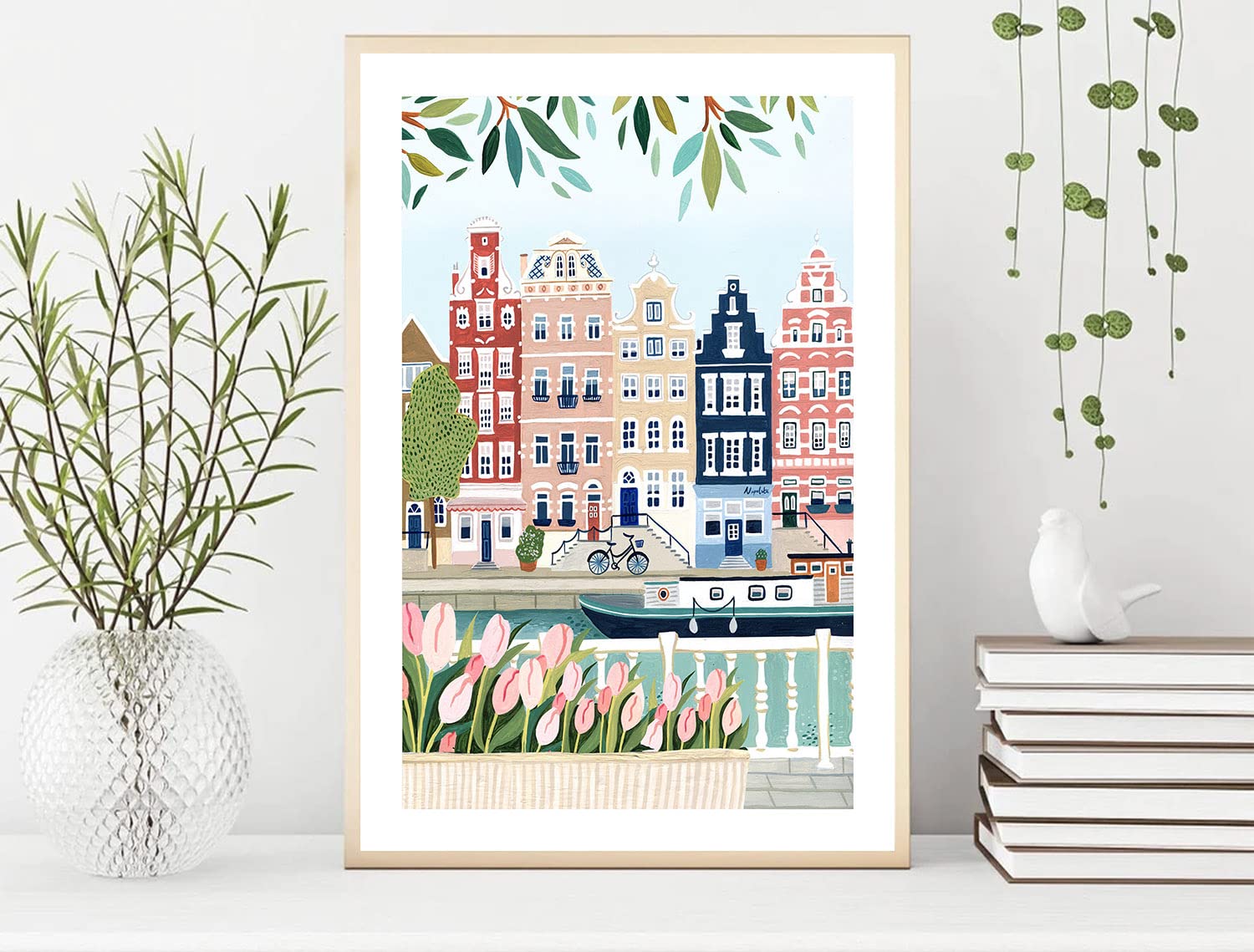 Nationcog Amsterdam Art Print, Netherlands Print, Holland Wall Art, Amsterdam Gift, Tulips, Travel Print, Travel Poster, Travel