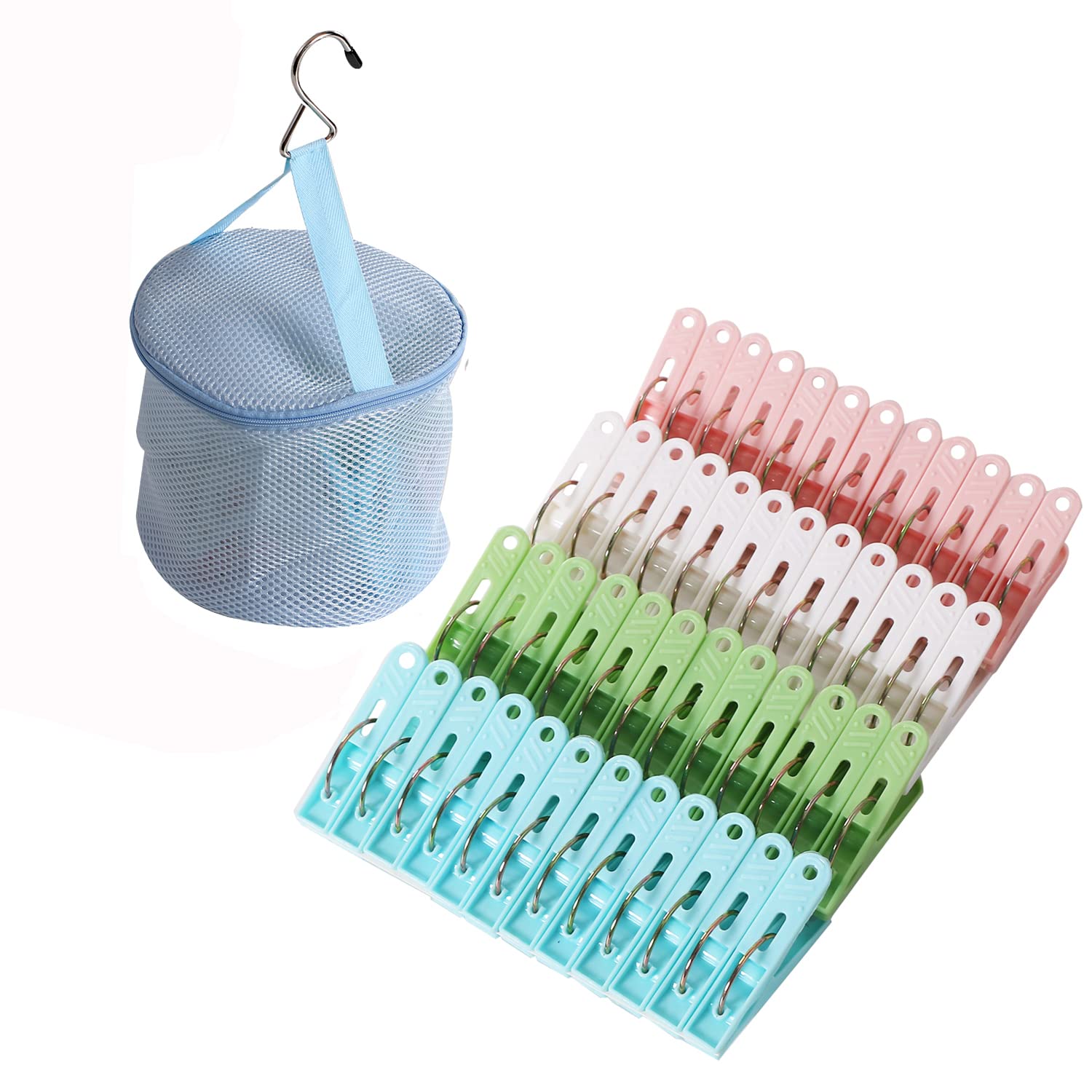 48 Pack Plastic Clothes Pins Heavy Duty Outdoor For Hanging Clothes, Colored Clothespins Clips With Springs Clothes Drying Line