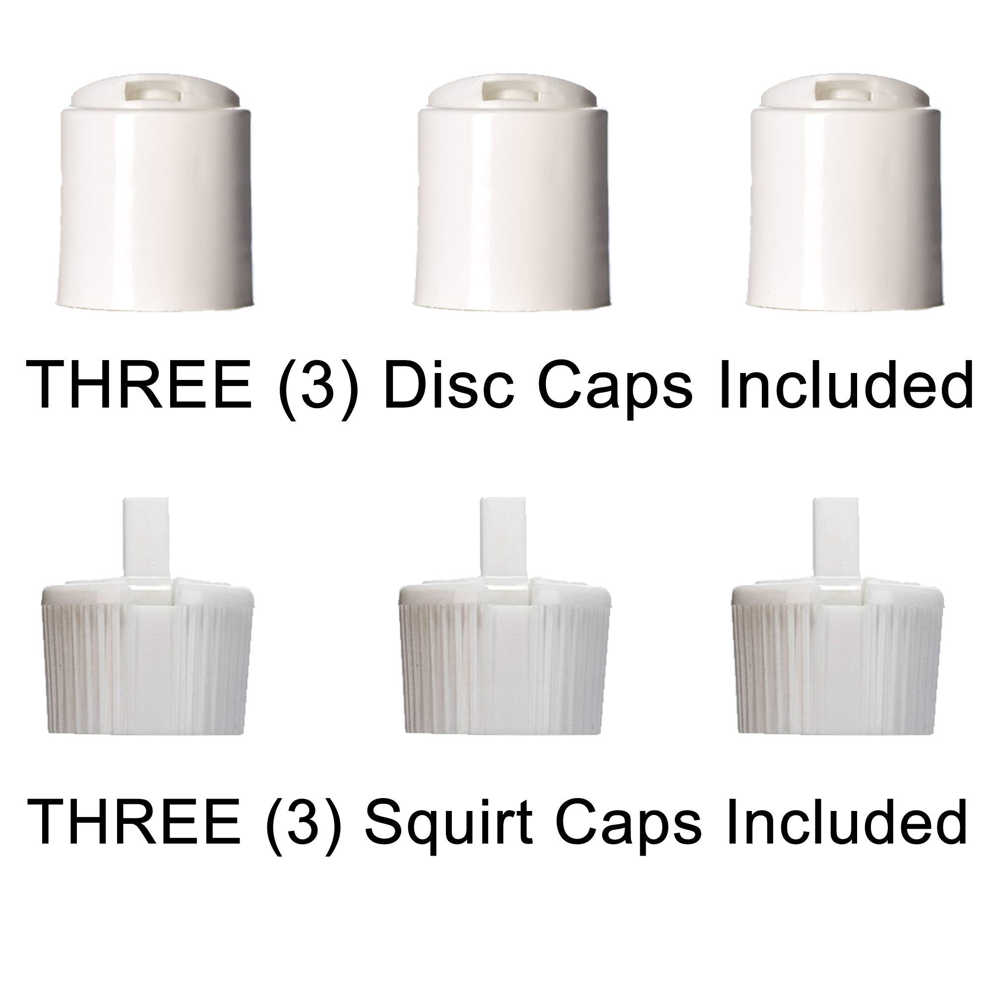 Aromine 8Oz Natural Color Hdpe Squeeze Bottles With Disc Cap And Squirt Cap (3 Pack) (8Oz)