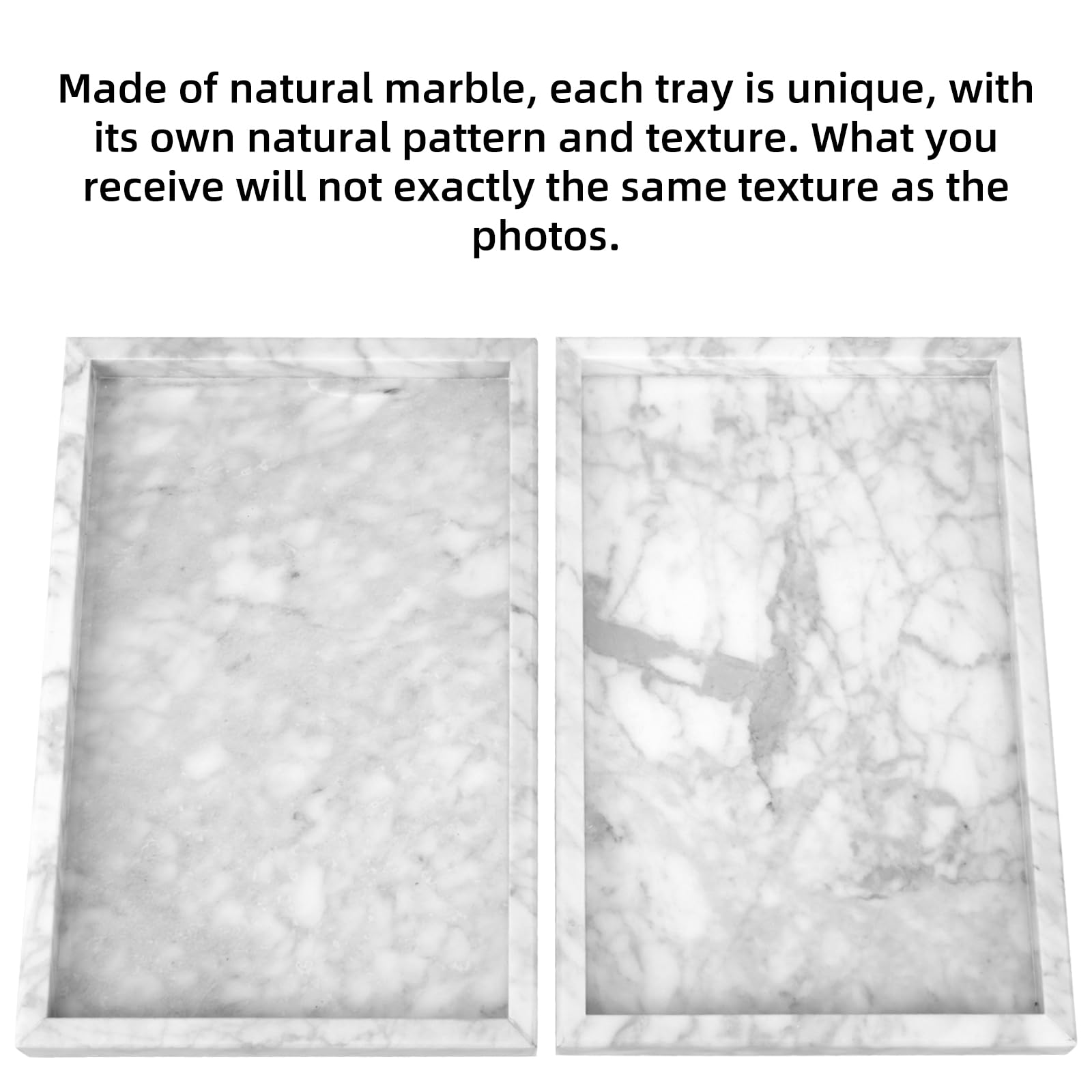 Heshibi Marble Bathroom Vanity Tray, Natural Luxury Carrara Vanity Home Kitchen Bathroom Table Tray, Stone Decorative Countertop