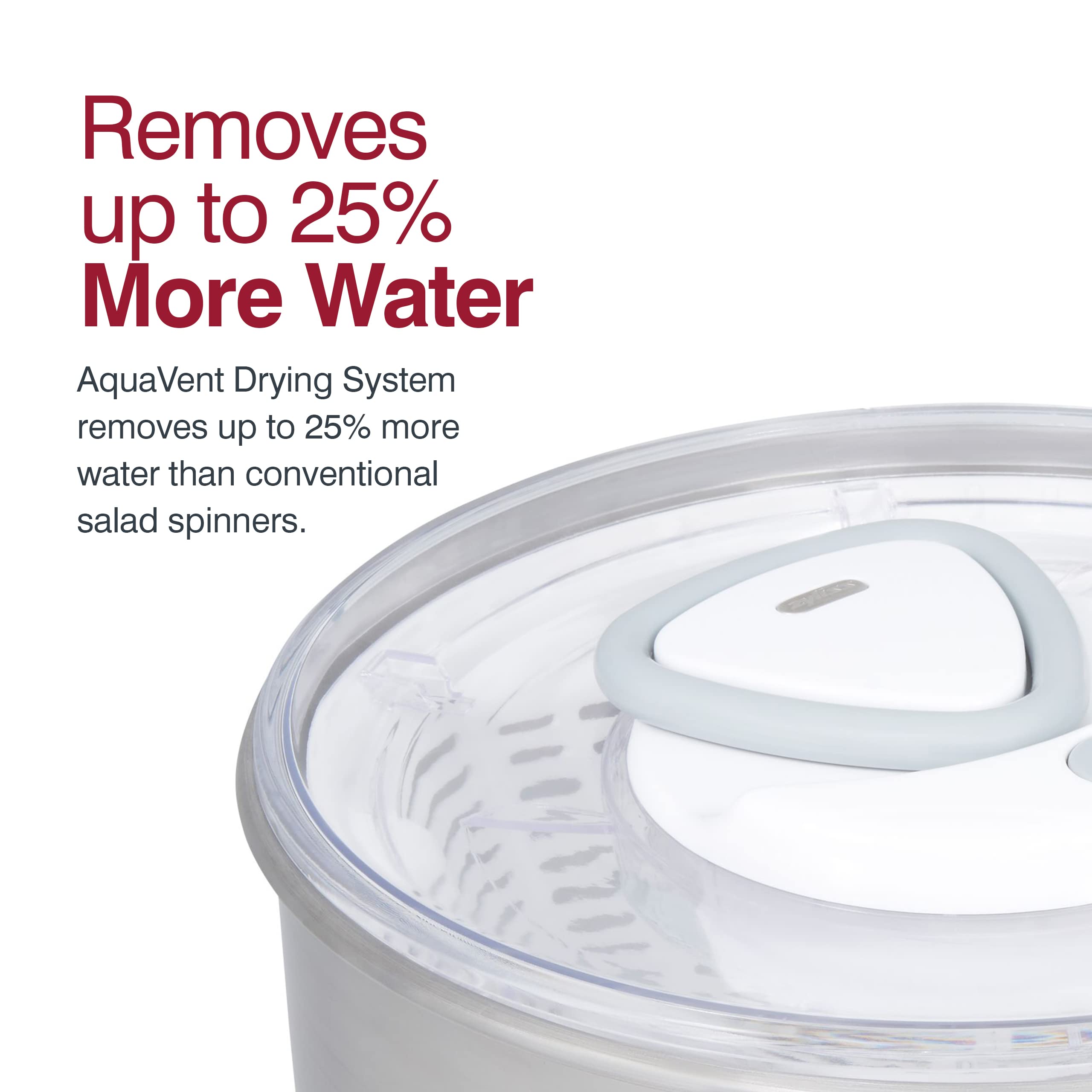 Zyliss Easy Spin 2 AquaVent Large Salad Spinner - Salad Spinner with Pull cord - Manual Vegetable and Fruit Dryer - Vegetable Spinner with Brake - Stainless Steel - Salad Bowl for 4 to 6 Servings