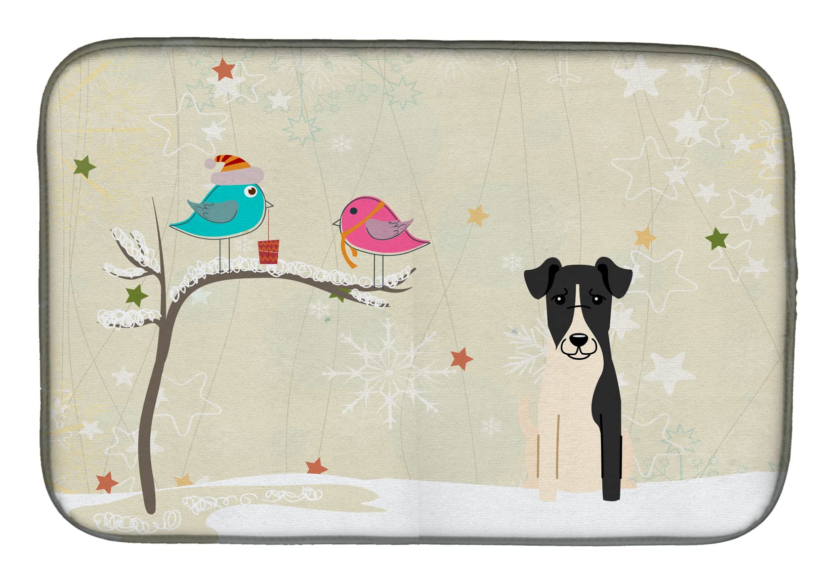 Christmas Presents between Friends Smooth Fox Terrier Dish Drying Mat BB2570DDM