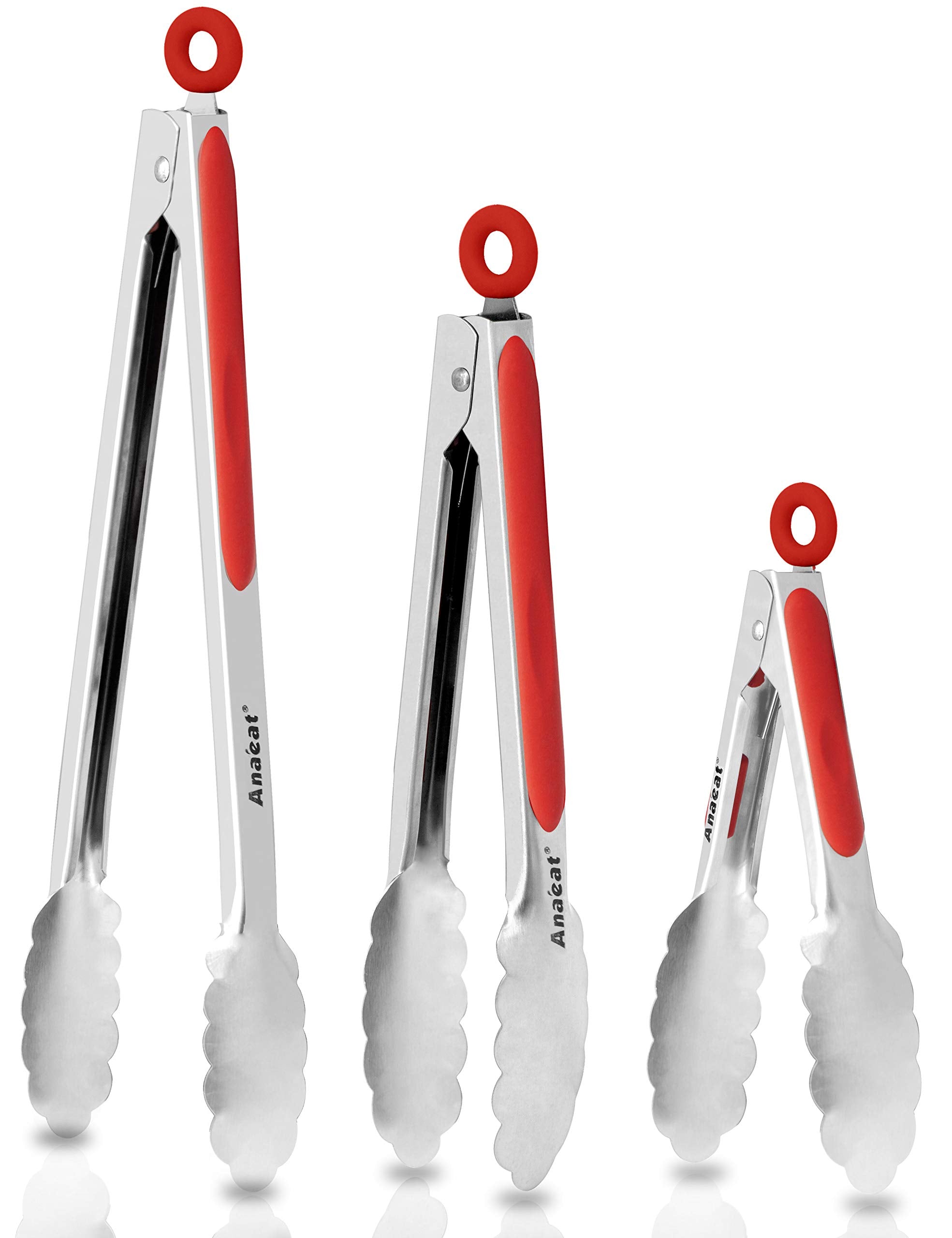 Anaeat Premium Sturdy Barbecue Tongs For Kitchen Grill & Bbq - 7,9,12 Inch Non-Slip Stainless Steel Locking Tongs Heat Resistant