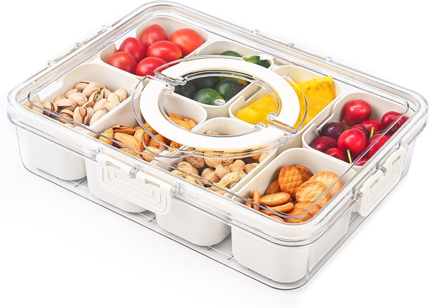 Homixo Pc Homes Divided Fridge Storage Box |4 Grid Veggie & Snack Organizer With Lid | Airtight BpaFree Container For Fruits, V