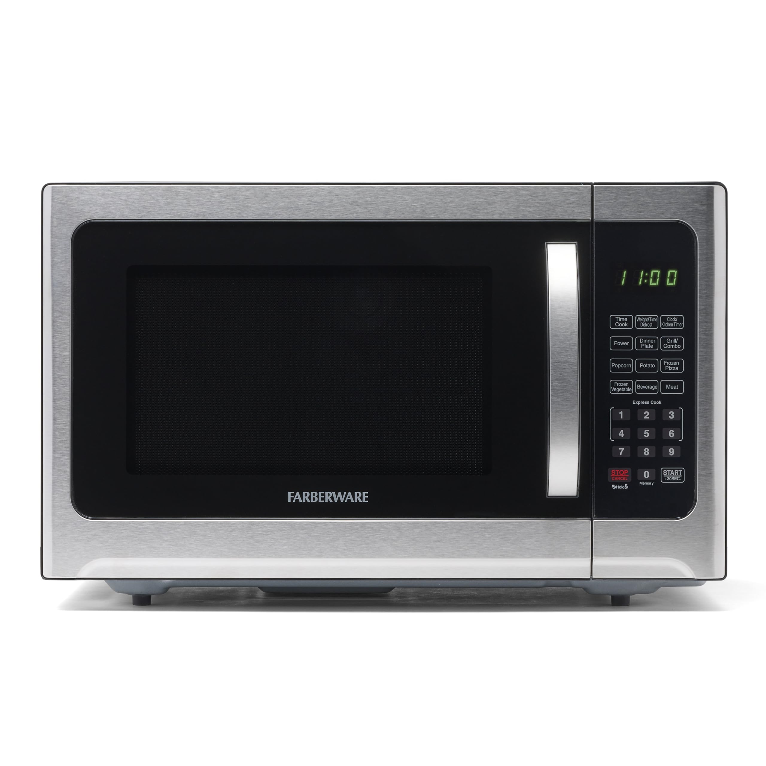 Farberware Countertop Microwave Oven 1.2 Cu. Ft. 1000 Watt With Led Lighting, Child Lock, Easy Clean Grey Interior, Stainless St