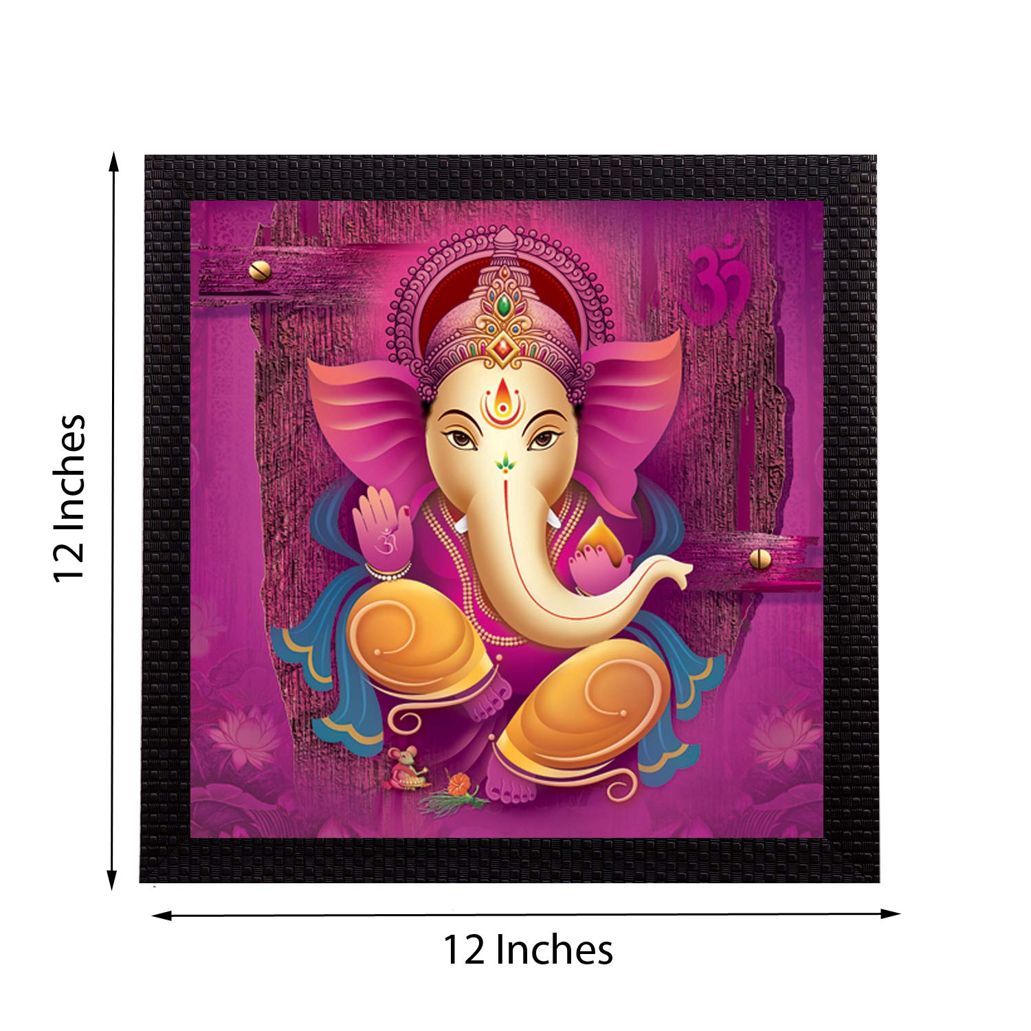 eCraftIndia Lord Ganesha Satin Matt Texture UV Art Painting (Synthetic Wood, 30.48 cm x 30.48 cm)