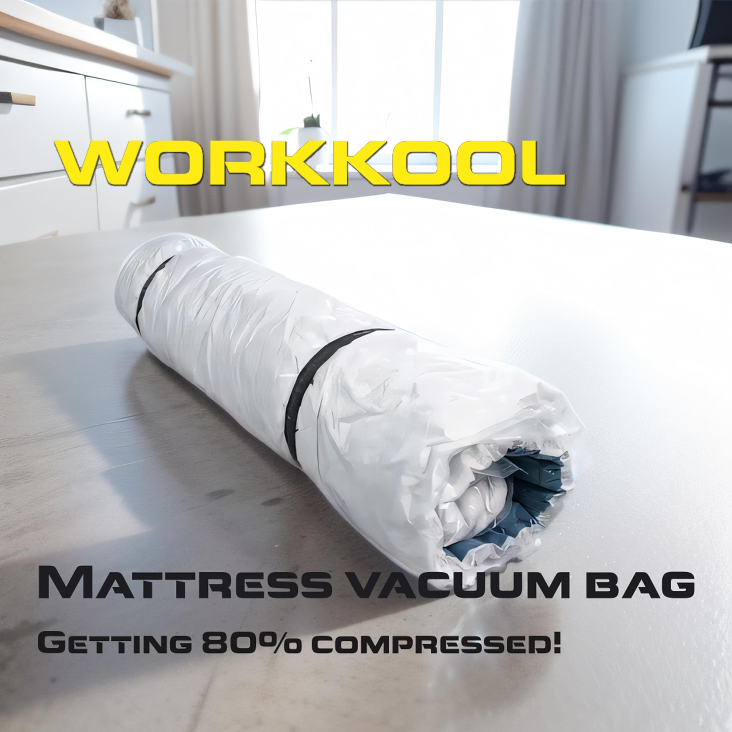 Workkool Vacuum Mattress Bag For Moving, Vacuum Sealed Bags For Mattress Storage, Mattress Compression Bag, Foam And Latex Mattr