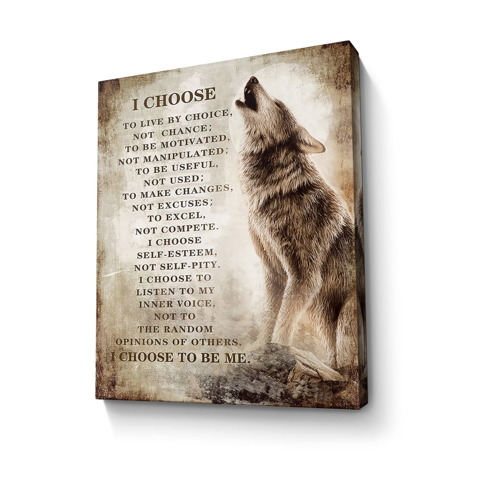 Motivational Wolf Canvas Wall Art Christian Wolf Gift For Men Picture Wall Decor Inspirational Quotes Painting Framed Modern Art