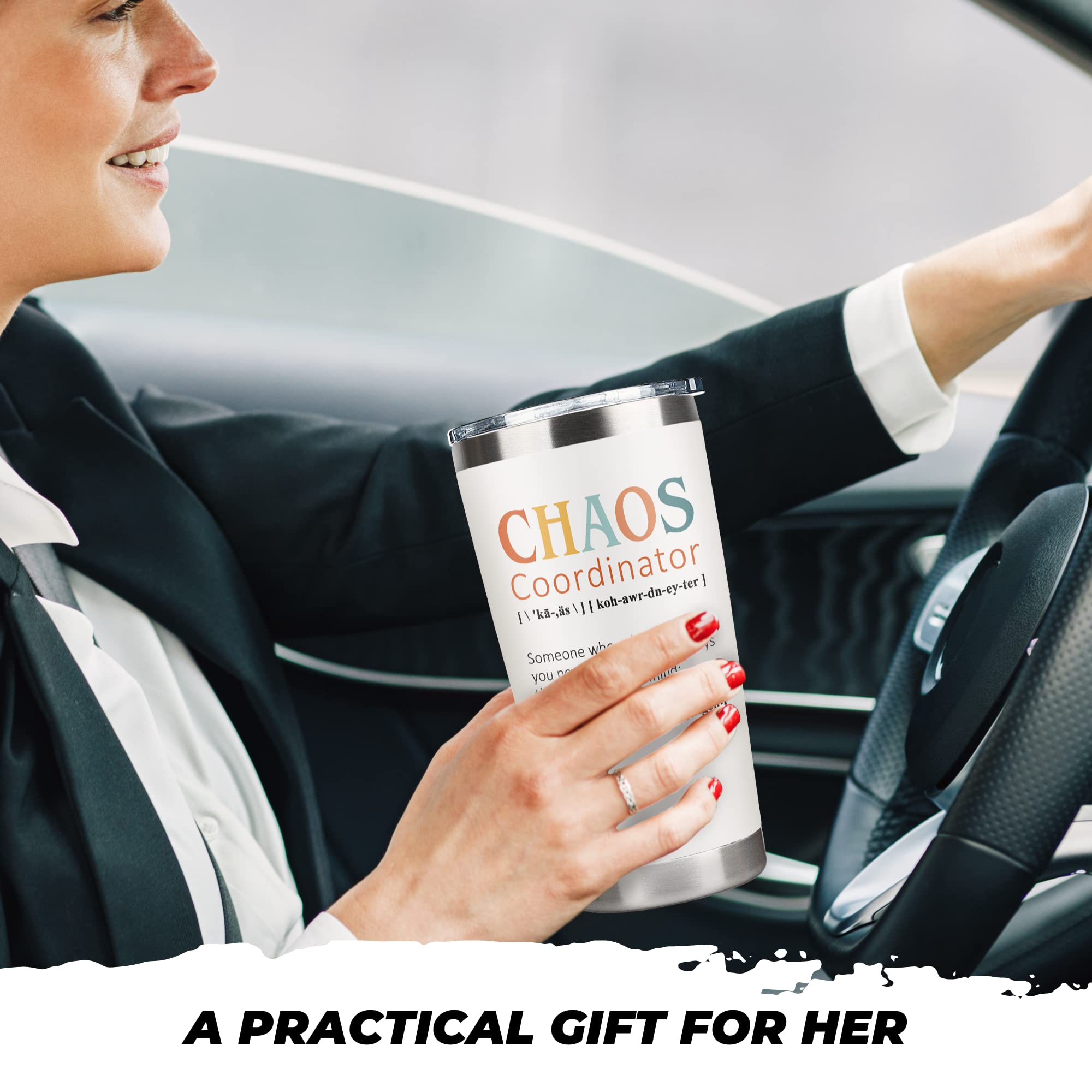 Gifts for Women - Unique Boss Lady Gifts for Women  Her  Mom  Coworker  Manager  Teacher  Boss - Chaos Coordinator Gifts - Birthday Gifts for Women - Thank You Gifts for Women Teacher - 20Oz Tumbler