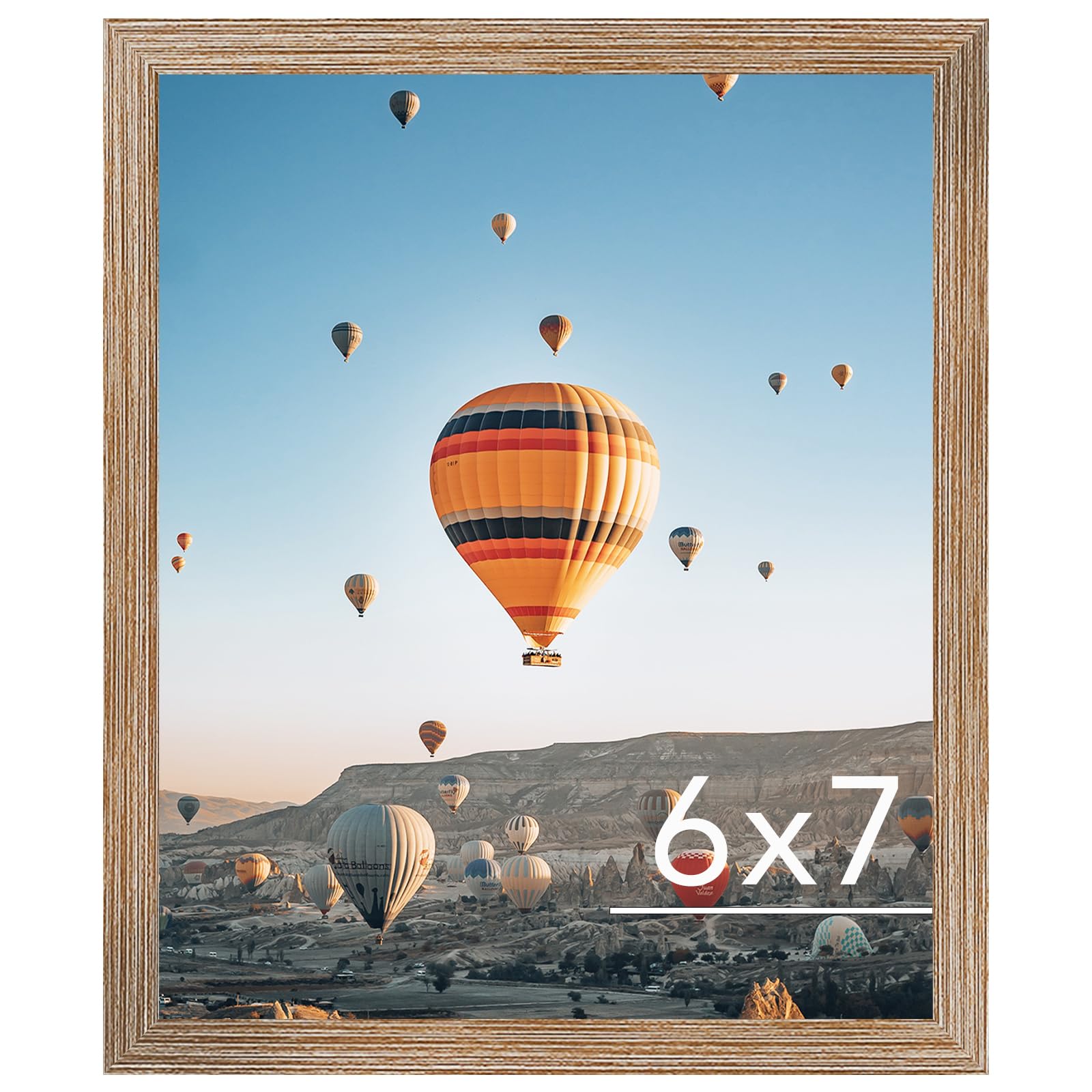 JCJMY 6x7 Picture Frame Rustic Brown for Wall Hanging or Tabletop, Wall Mounting Horizontally or Vertically, 6 x 7 Wall Gallery 