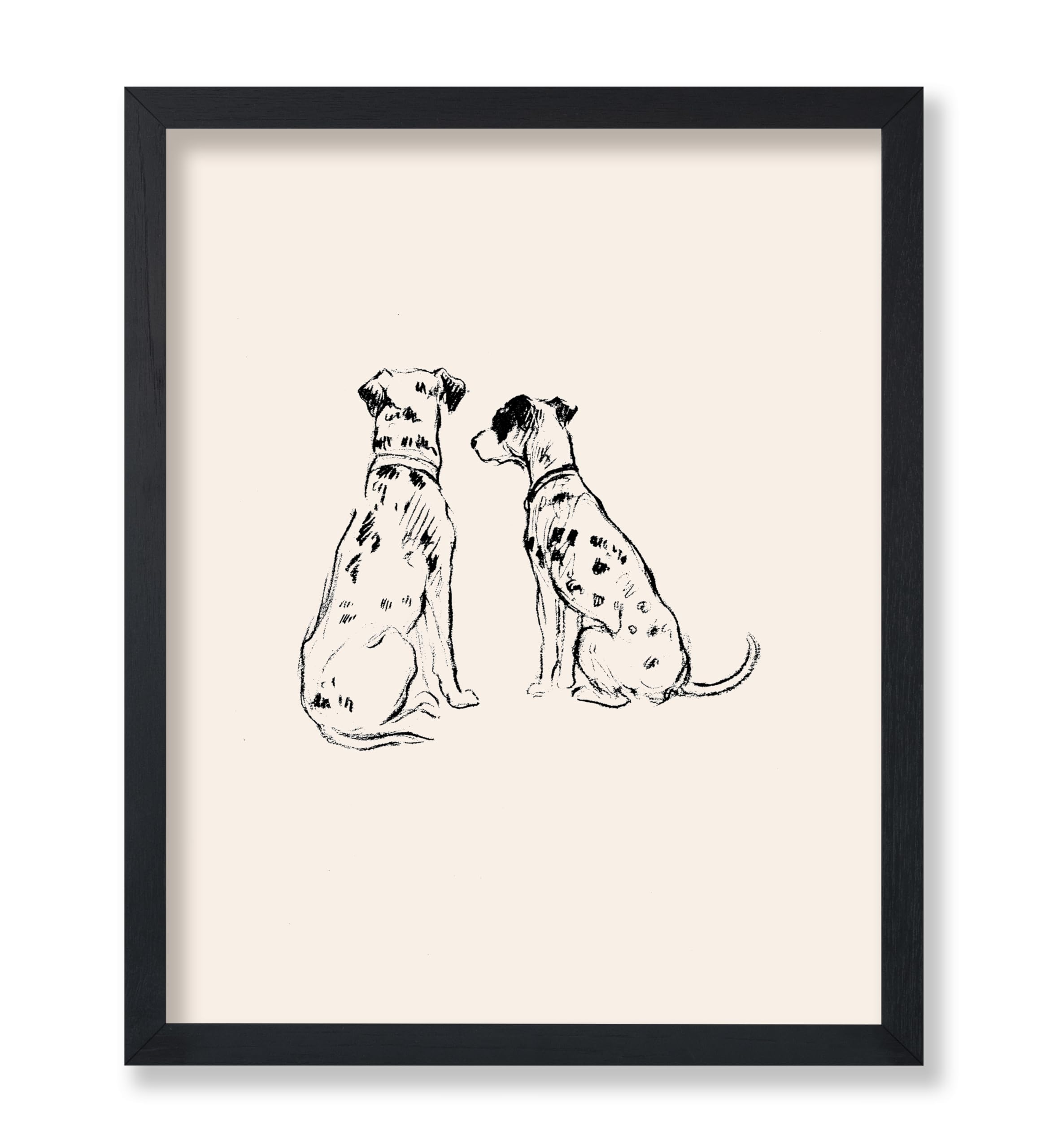Poster Master Vintage Two Dalmatians Poster - Retro Dog Print - Line Drawing Art - Dalmatian Art - Sketch Art - Puppy Art - Farm