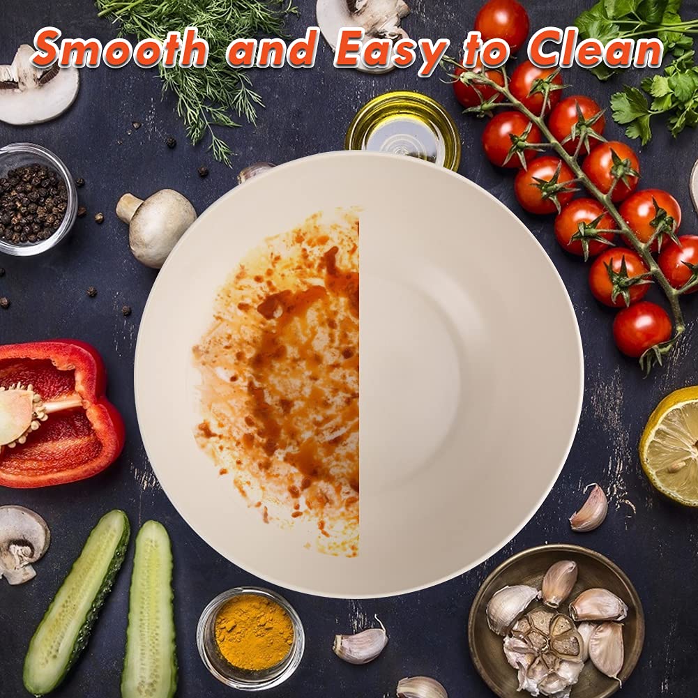 Large Salad Bowl With Lid, Bamboo Fiber Salad Serving Bowl Set With Utensils, 9.8Inches Mixing Bowl With Servers, Solid Bamboo W