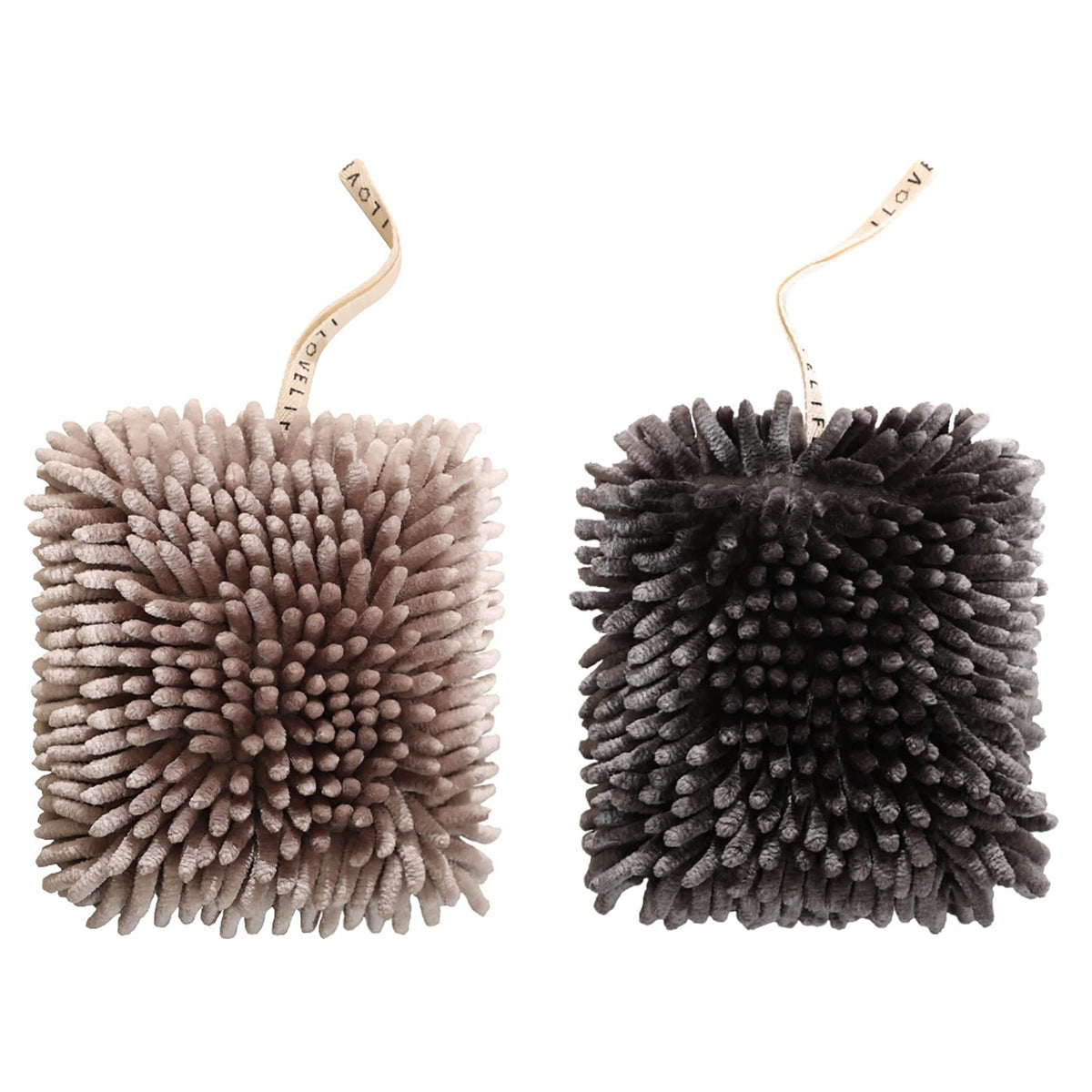 2 Pack Chenille Hanging Hand Towel Balls Super Absorbent Microfiber Hand Towels Chenille Ball Soft Plush Quick-Drying Hand Towel