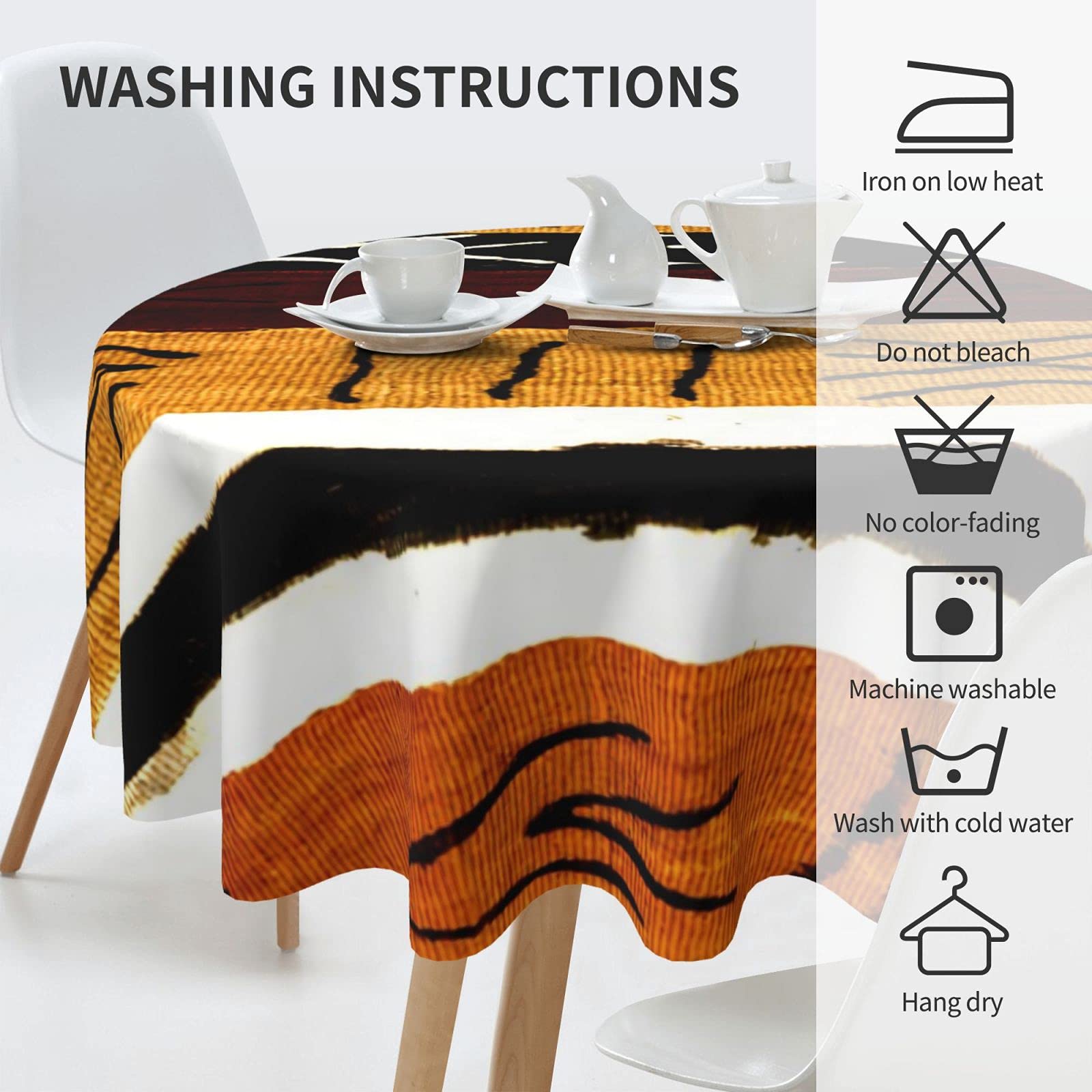 Freehotu African Tribe Kente Round Tablecloth Thicken Desk Cloth Washable Table Cover Table Cloth For Kitchen Daily Dinning Part
