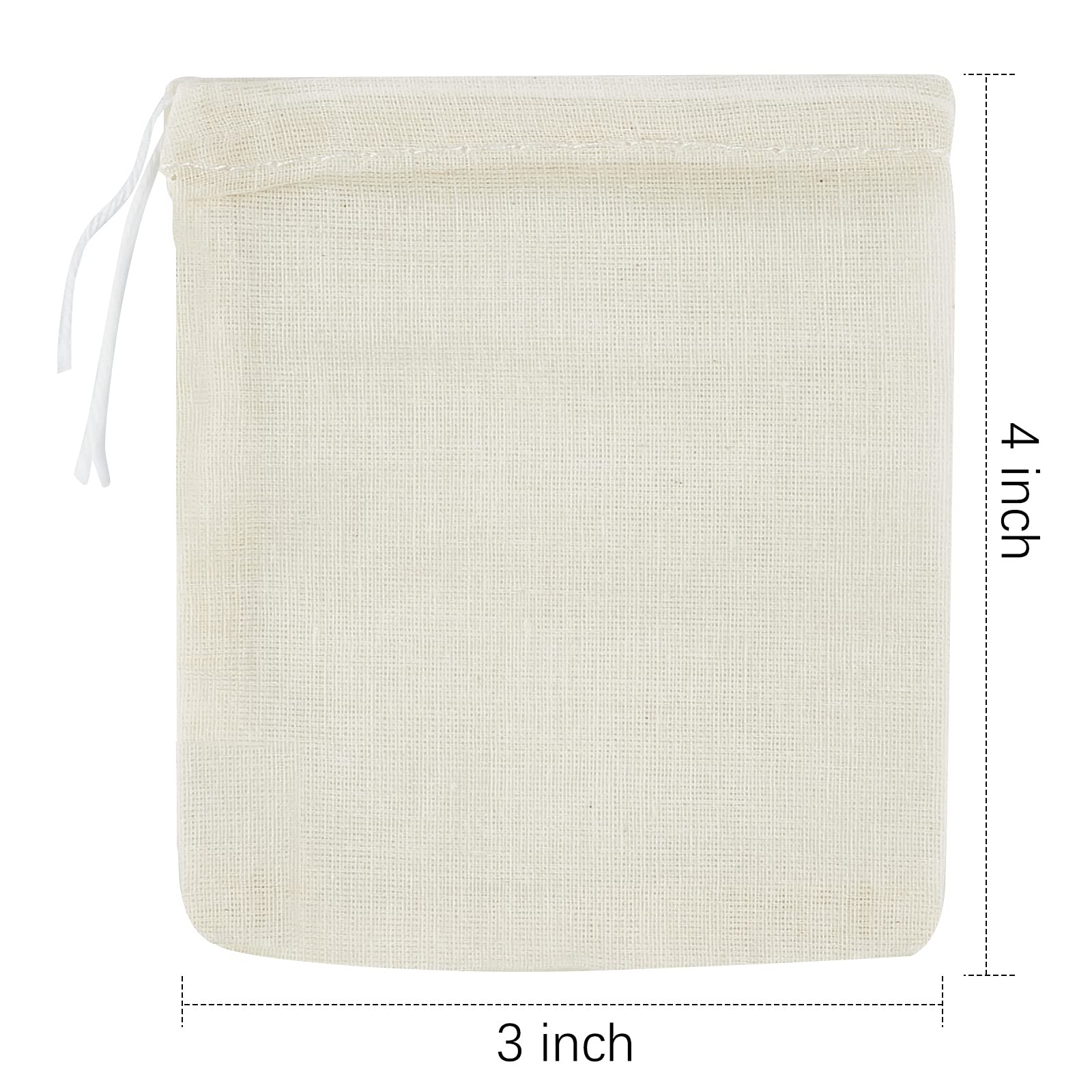 Tuzazo 50 Pack Reusable Tea Bags, Natural Unbleached Cotton Cheesecloth Bags For Straining, Drawstring Muslin Bags, Sachet Bags,