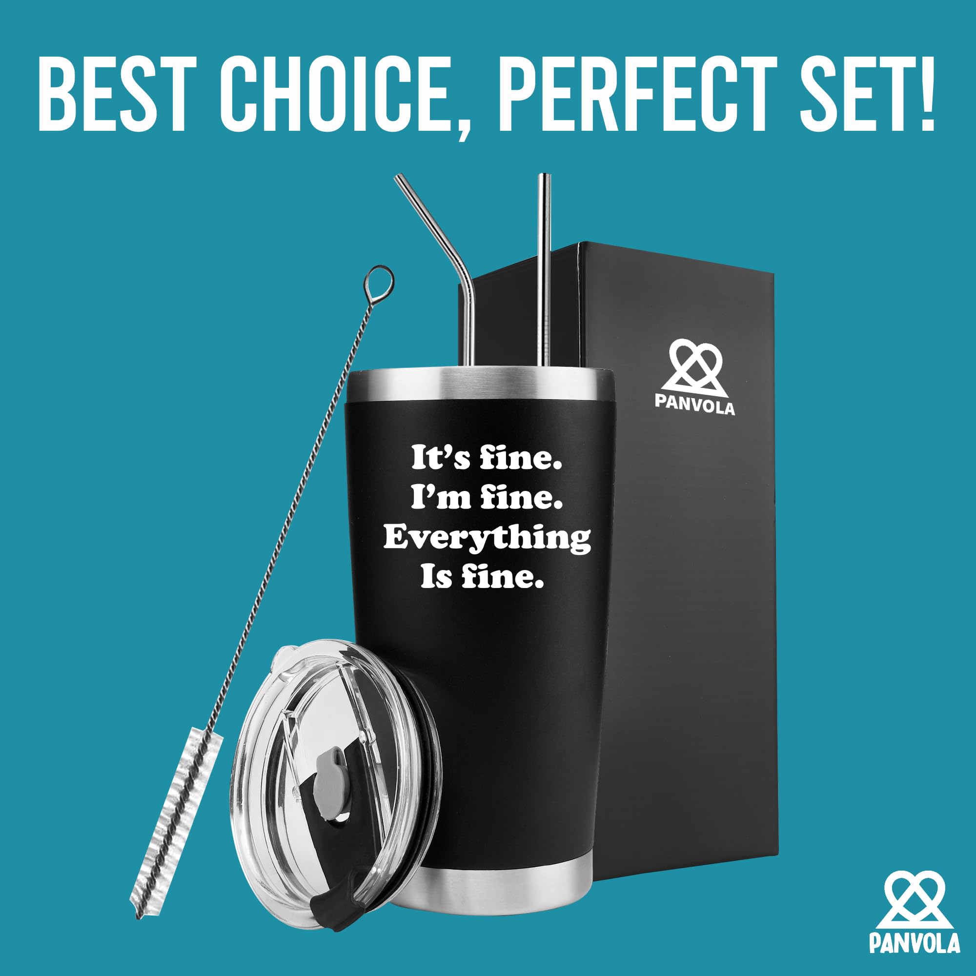 Panvola It'S Fine, I'M Fine, Everything'S Fine Motivational Gift For Friends Coworker Inspirational Funny Coffee Mug Vacuum Insu