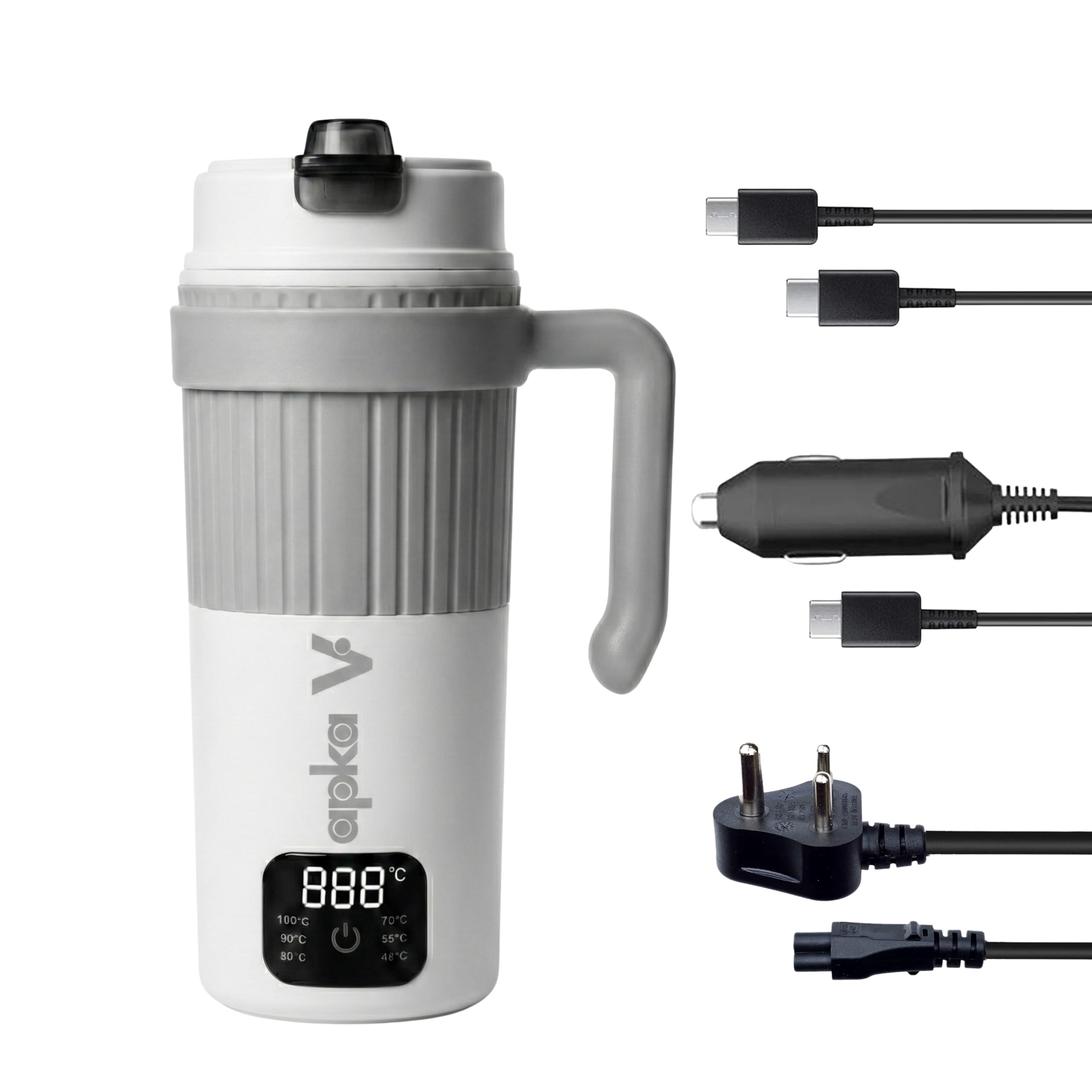 V Mug Kettle | Usb Type-C & Ac Hybrid Portable Electric Kettle | Water Heater Usb Travel Water, Tea Kettle For Car,Train, Office