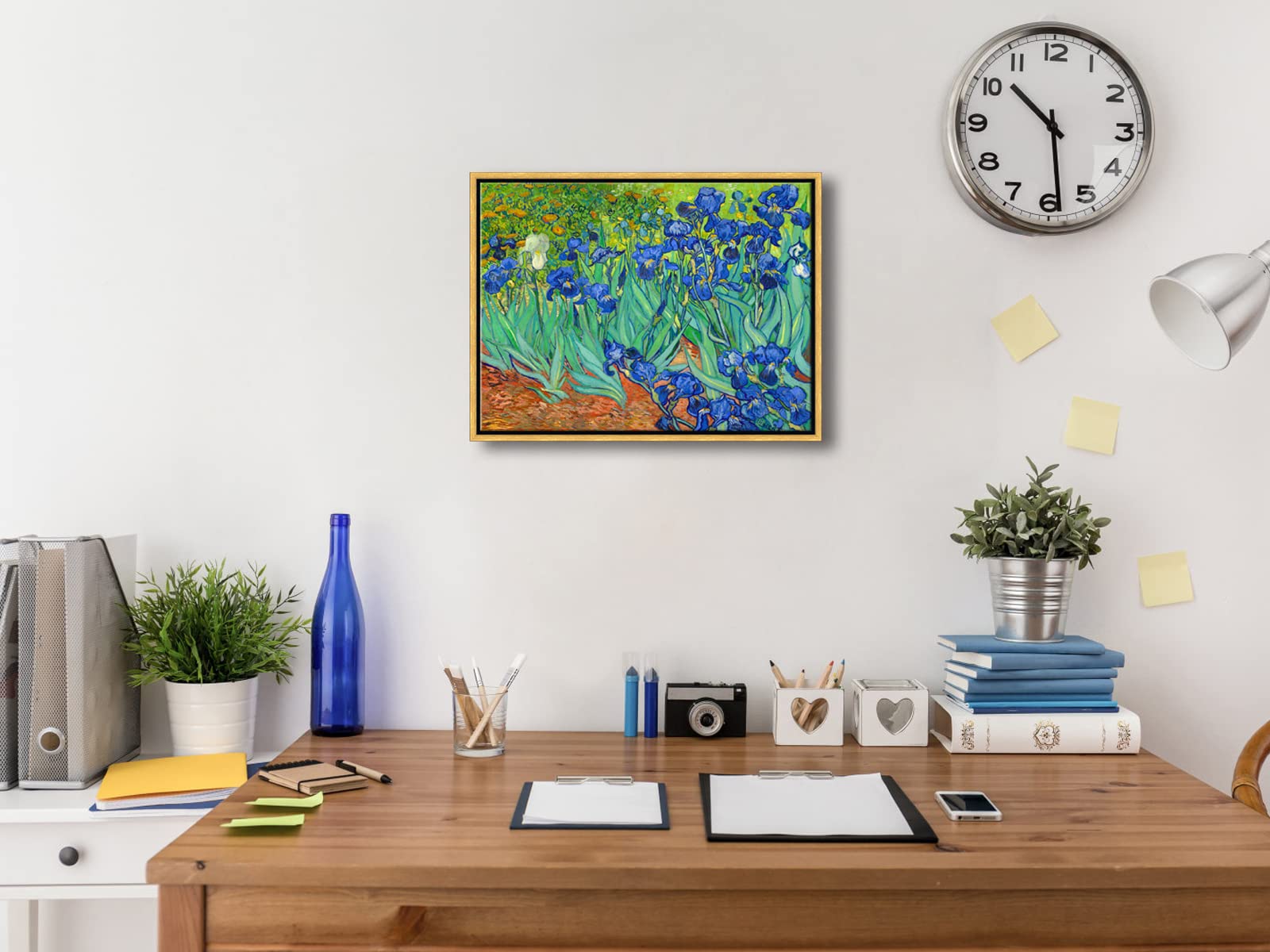 Wieco Art Framed Wall Art Canvas Prints Irises By Van Gogh Famous Flowers Oil Paintings Reproduction Abstract Canvas Prints For