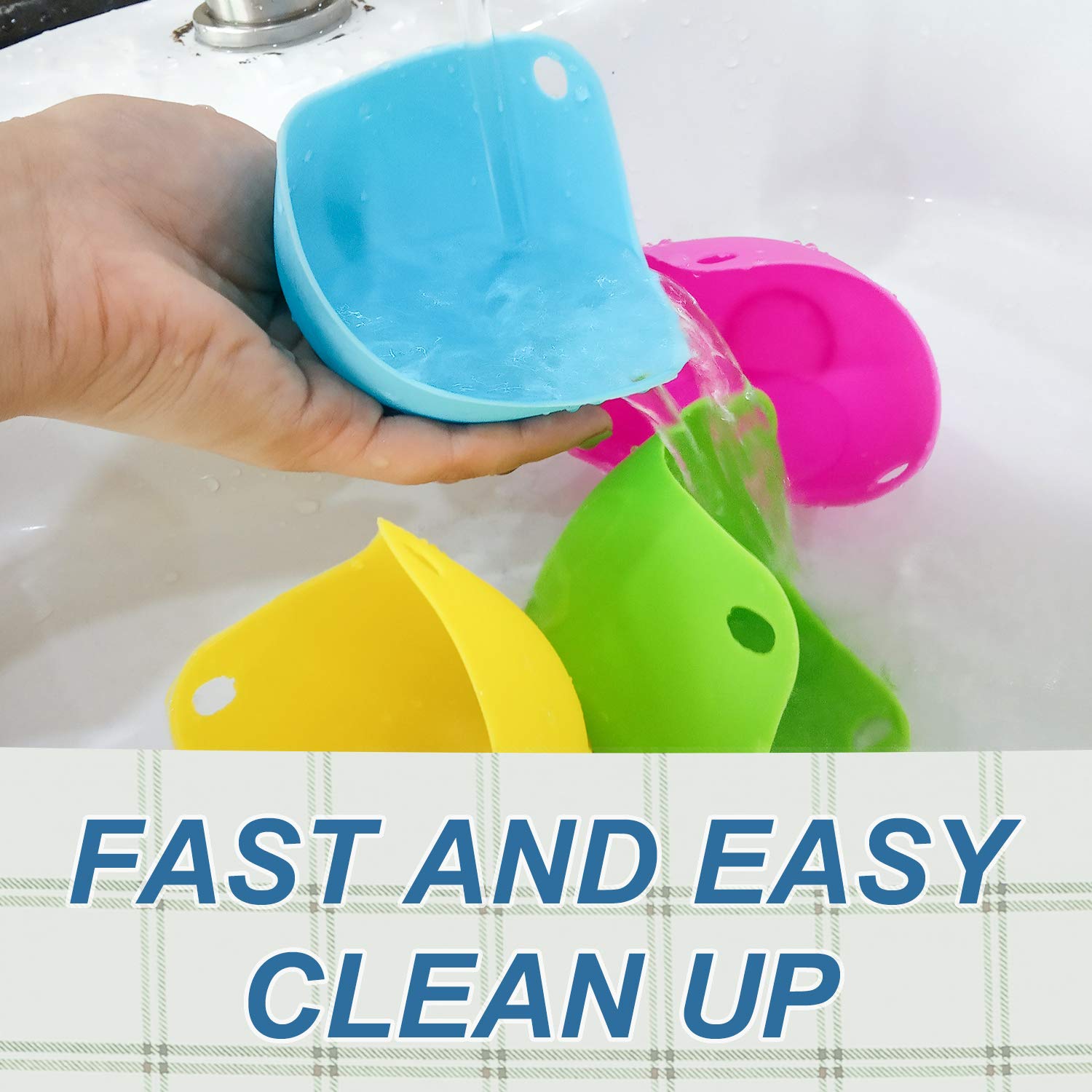 Poached Egg Cup Pack Of 4,Silicone Egg Poacher Cups With Ring Standers,Eggs Poaching Cups For Stovetop Or Microwave Egg Cooking,