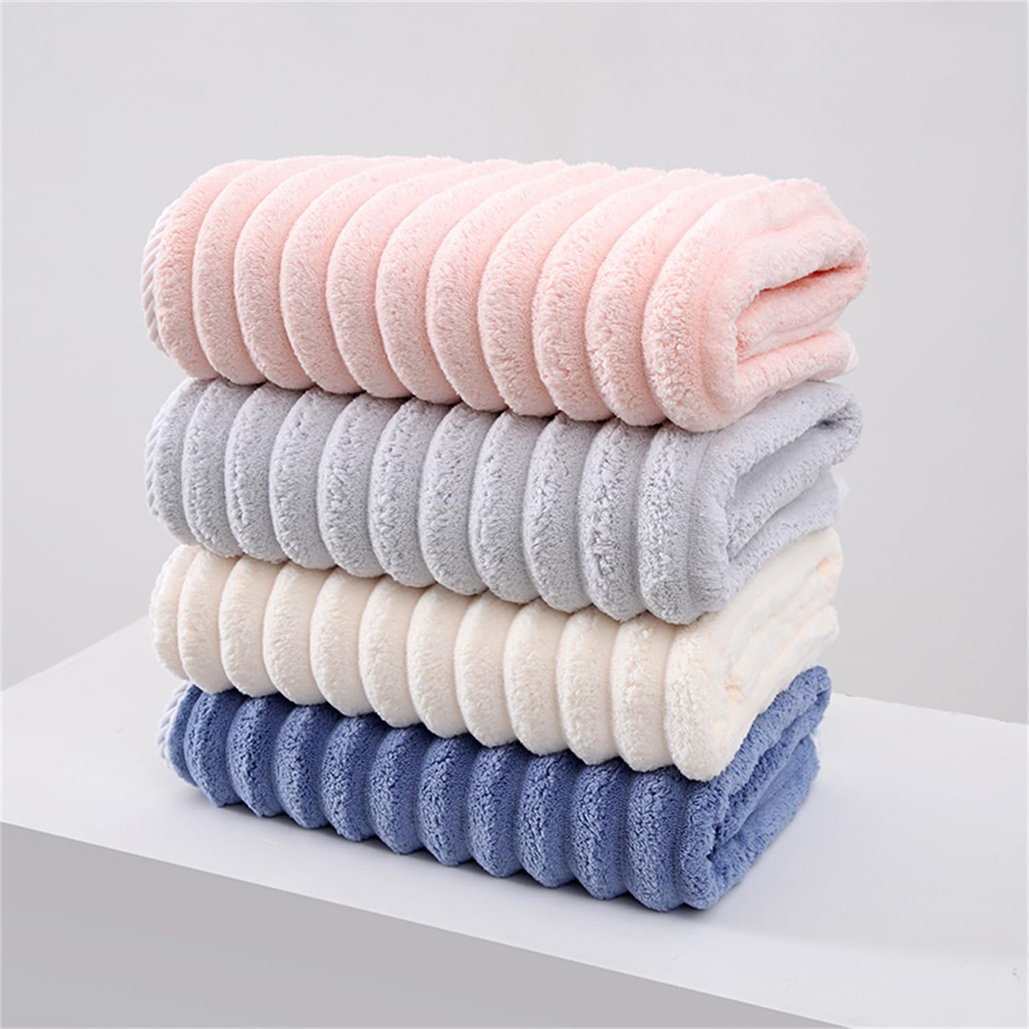Soft Bath Towels Set, Microfiber Ribbed Oversized Bath Towels Extra Large For Bathroom, Home, Hotel, Spa, Beach, Pool, Gym (8-Pi