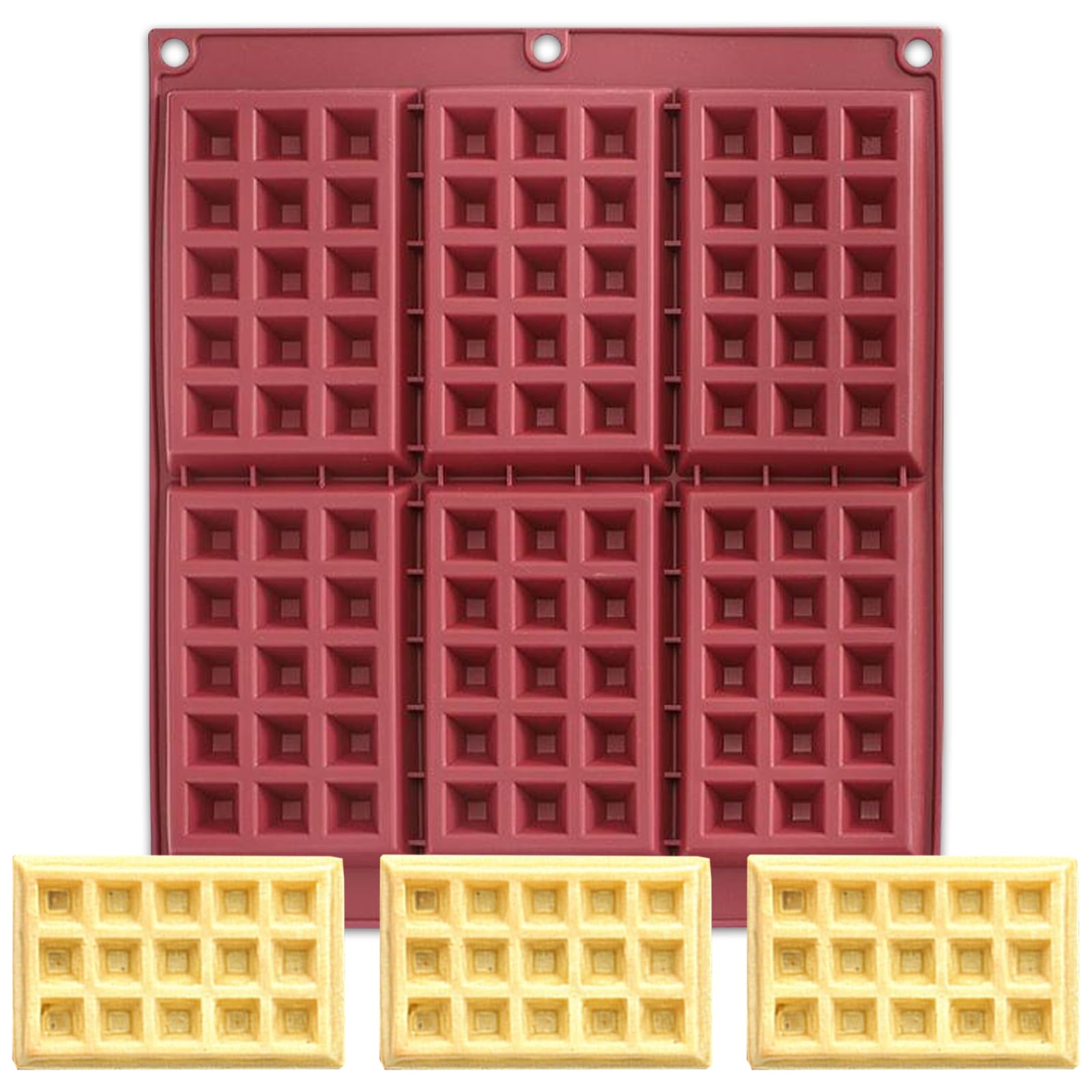 Silicone Waffle Baking Mold Tray, 6Cavity, 25 x 29.2 cm