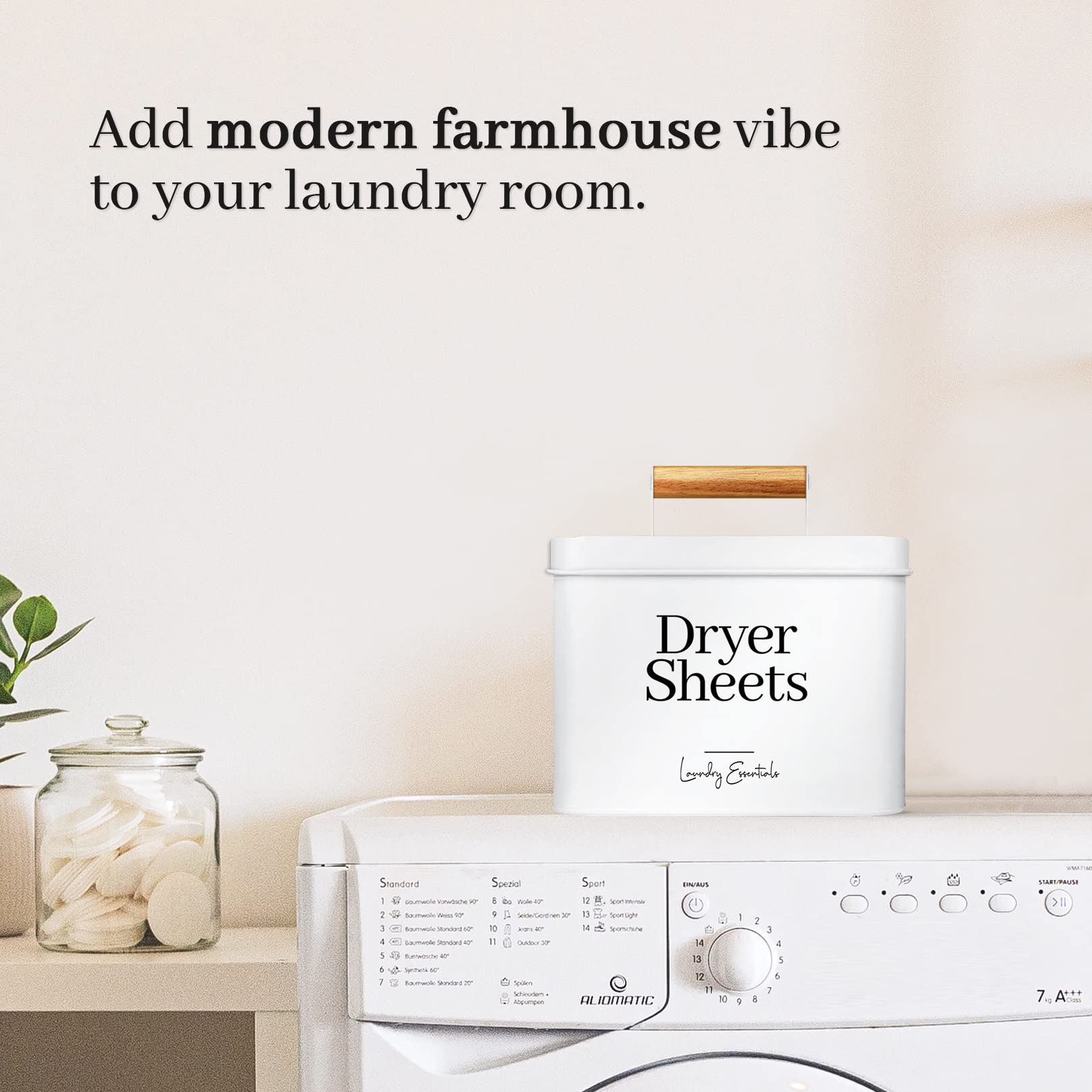 Modern Farmhouse Dryer Sheet Holder For Laundry Room Decor And Accessories, Metal Dryer Sheet Container For Laundry Decor, Dryer