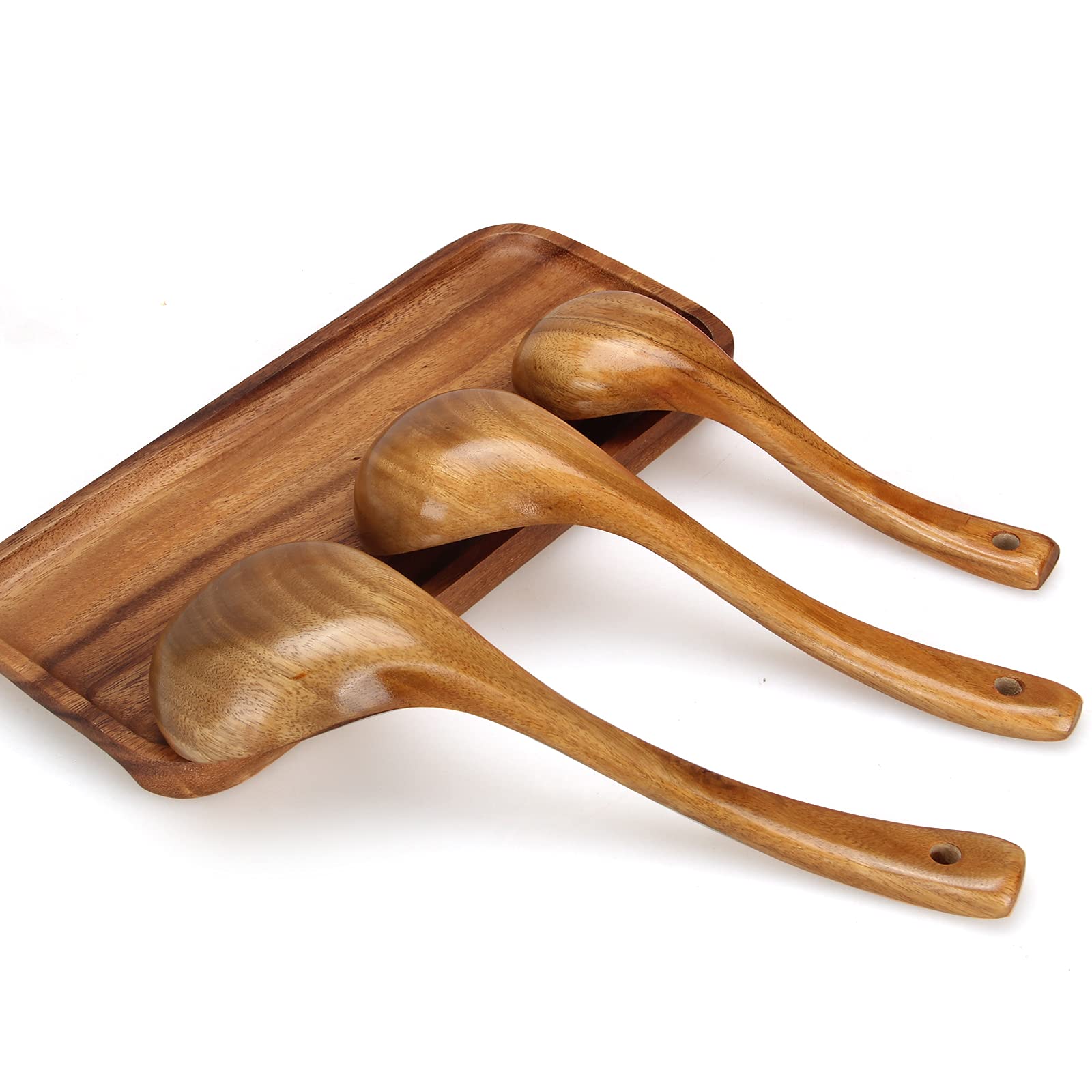 3 Pack Wooden Ladle For Serving Spoon Soup Ladle Wood Spoons For Cooking Ladel Large Bamboo Kitchen Tools Ladles Big Spaghetti S