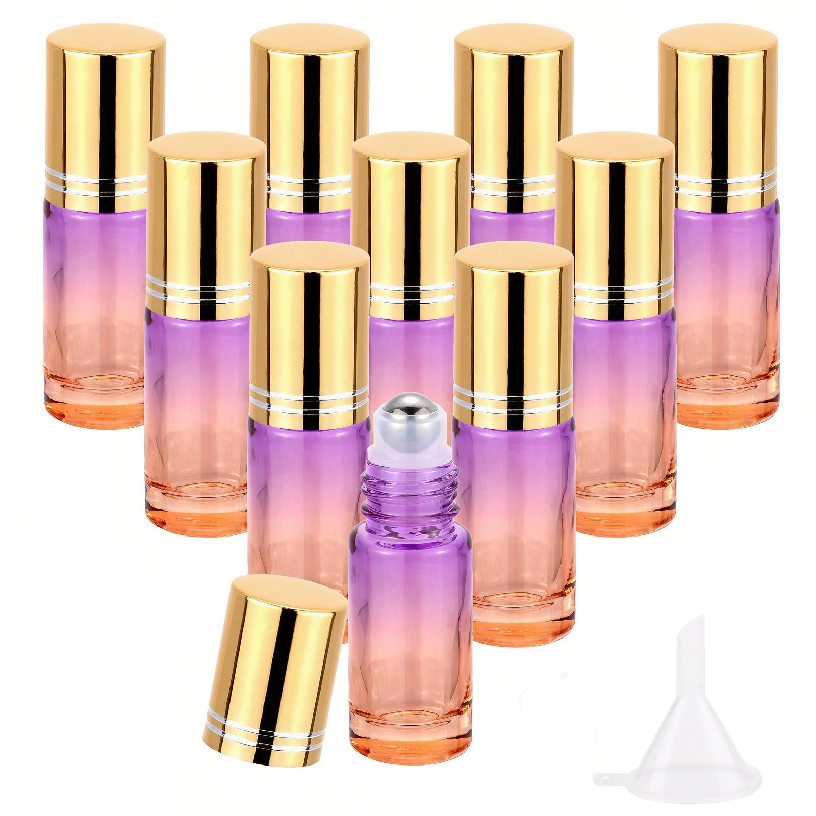 Kesell Essential Oil Roller Bottles 10Pack 5ml PurpleOrange Gradient