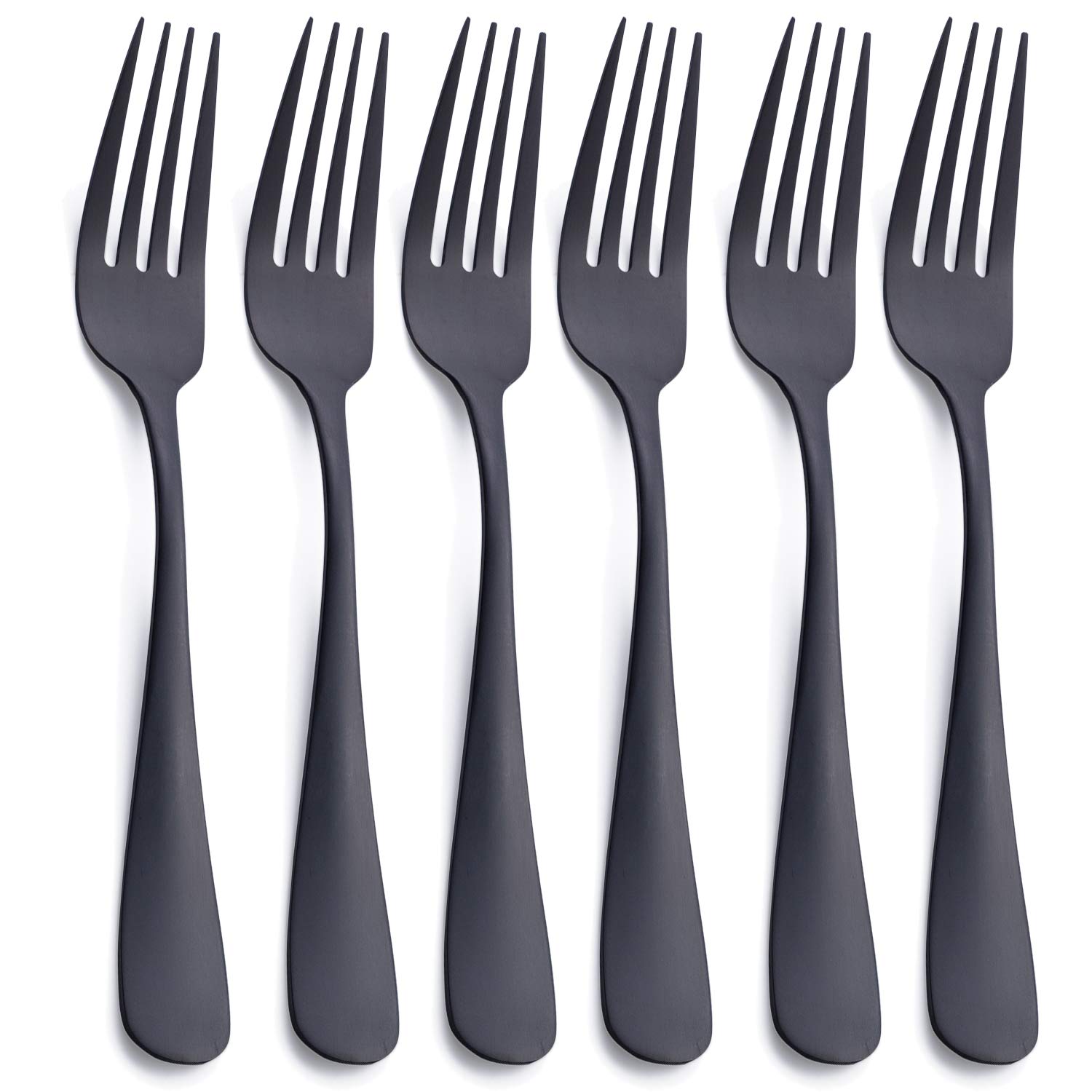 Matte Black Dinner Fork, Gogeili Stainless Steel Satin Finish 8.0-Inch Silverware Flatware Fork Set, Service For 6, Dishwasher S