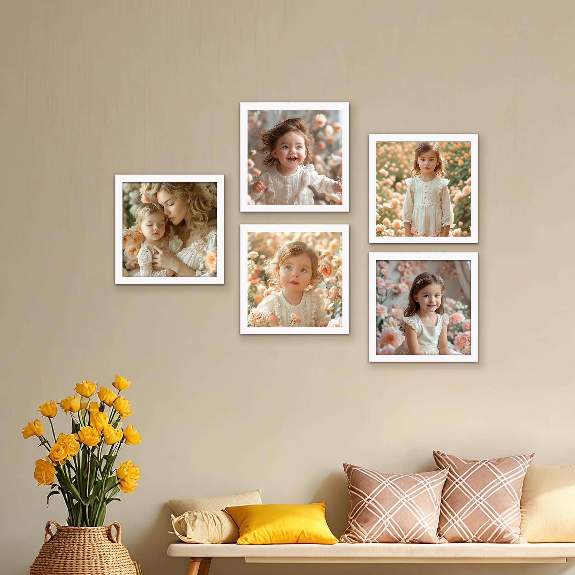 Giftgarden 6x6 Picture Frame White, 6 by 6 Thin Square Photo Frame for Gallery Wall Tabletop Display, Single