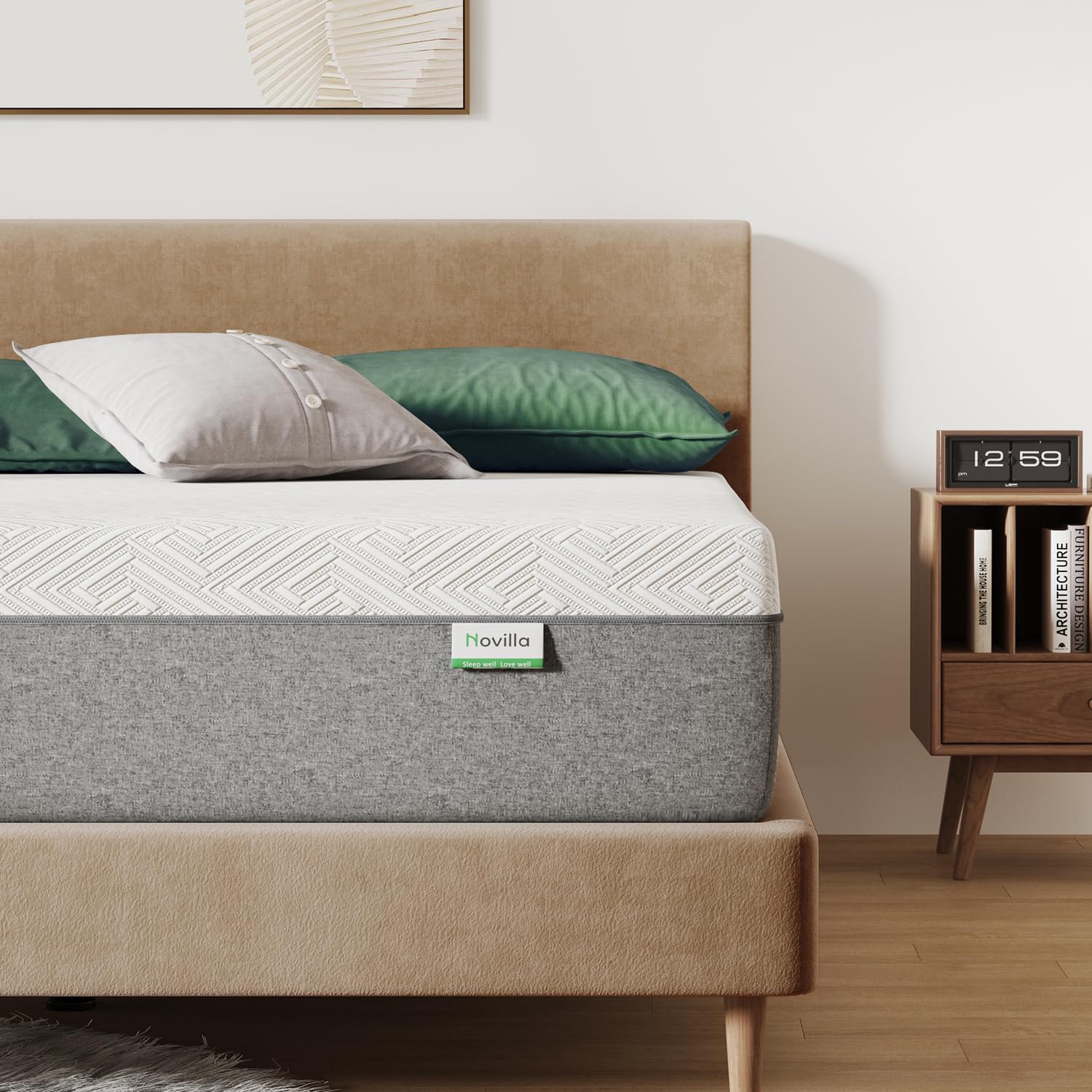 Novilla Twin Size Mattress, 12 Inch Gel Memory Foam Mattress for Cool Night & Pressure Relief, Medium Plush Feel with Motion Iso