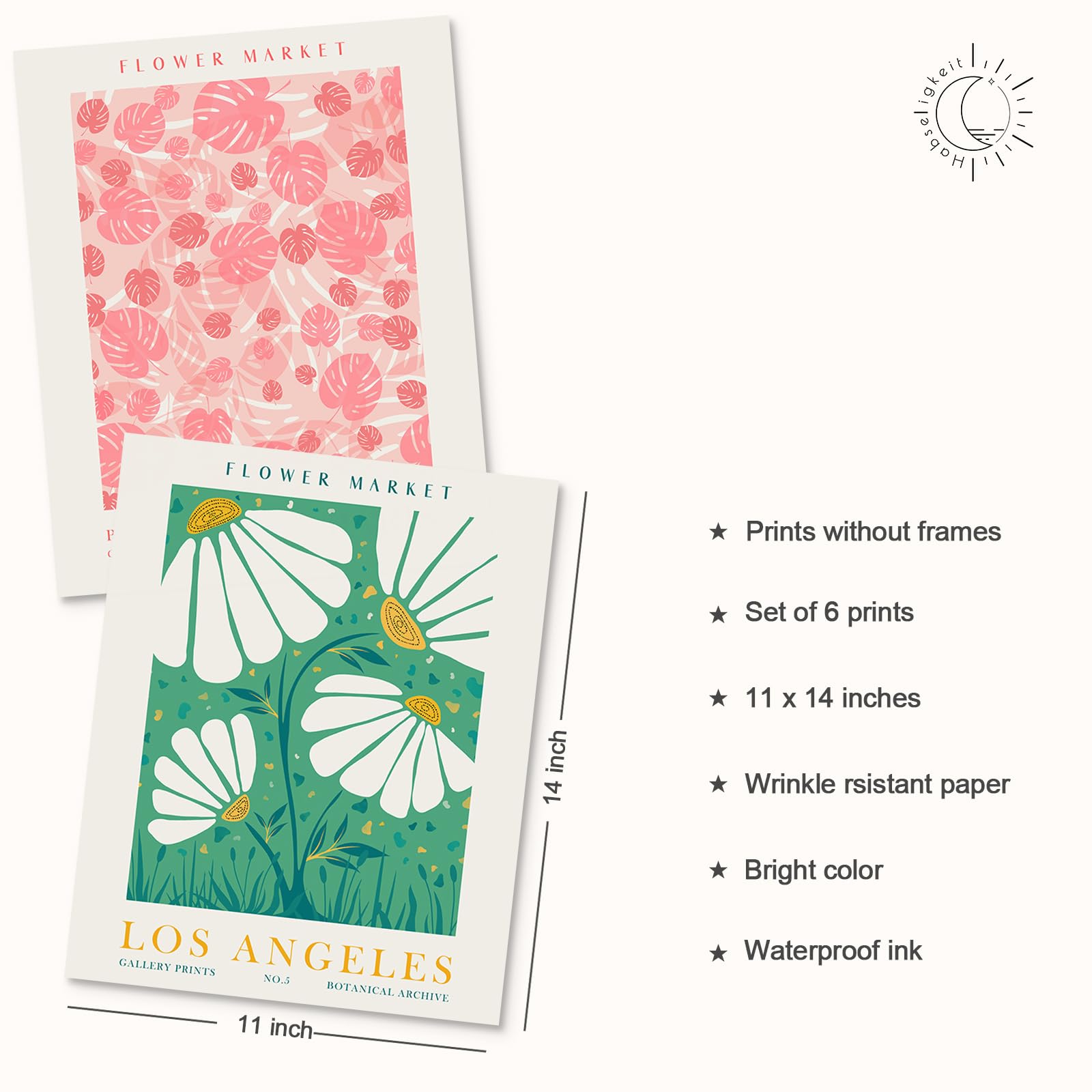 Habseligkeit Flower Market Posters For Room Decor Aesthetic, Danish Pastel Room Decor, Floral Wall Art Prints For Girs Dorm Aest