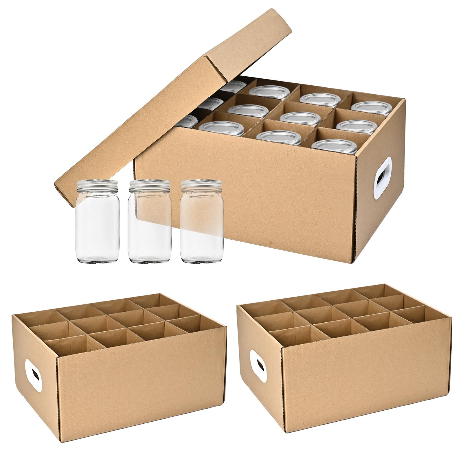 Ppxhfv 3 Pcs Canning Jar Storage Boxes,Fits 32 Oz Jars Regular Or Wide Mouth Canning Jar Storage,12 Cells Mason Jar Storage Boxe