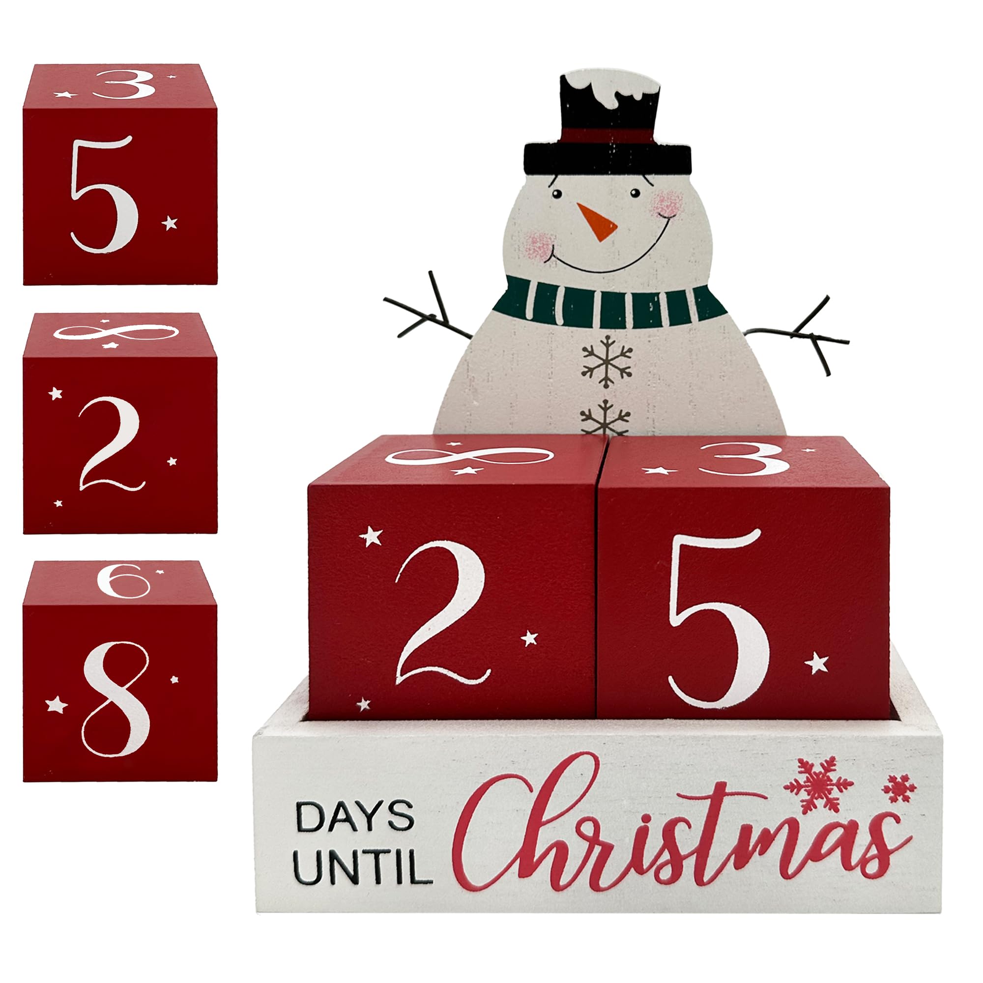Eternhome Christmas Countdown Farmhouse Snowman 99 Days Advent Calendar Days Until Christmas Count Down Vintage Rustic Block Win