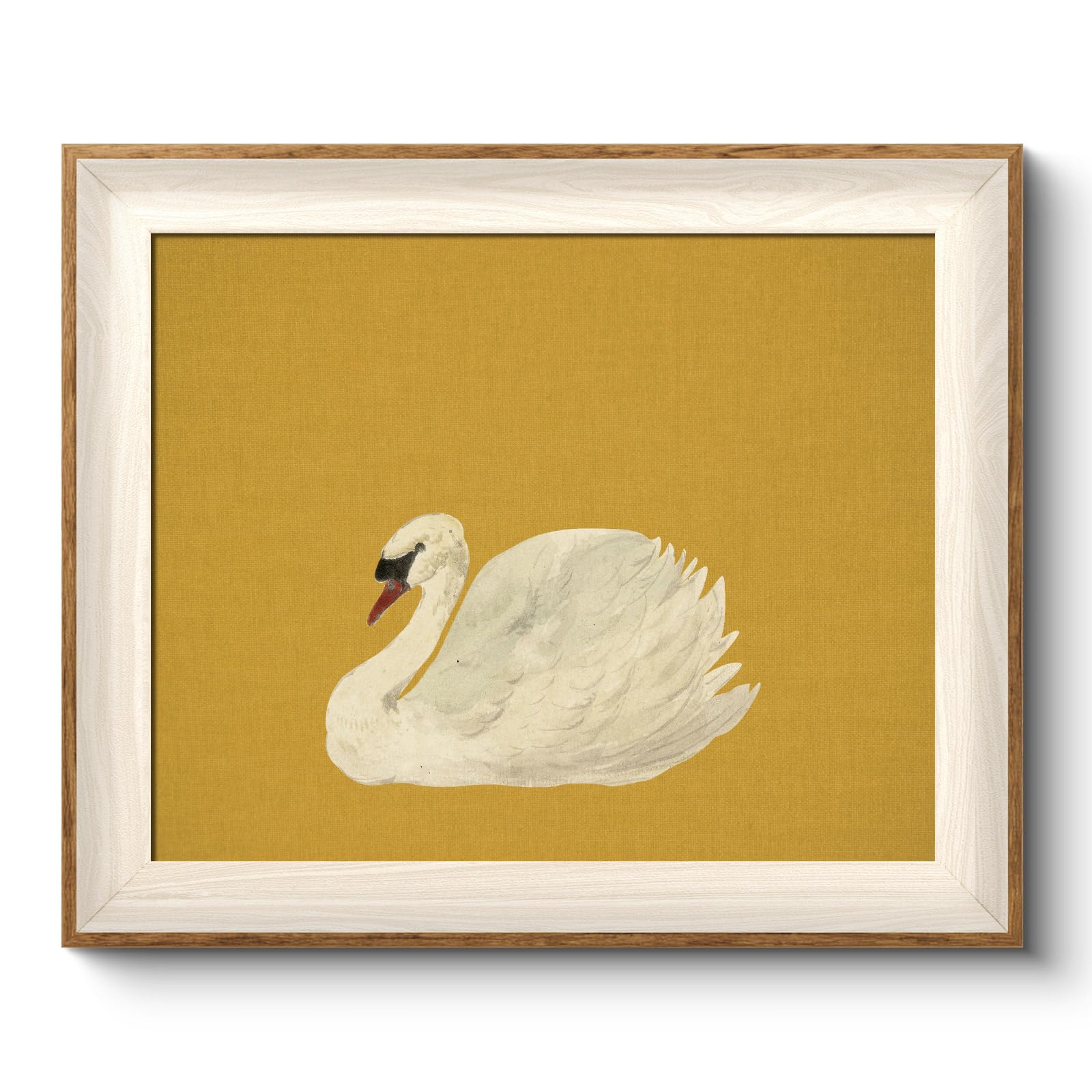 VIYYIEA Framed Wall Art for Living Room, Swan Canvas Prints, Yellow Home Decor, Animals Painting Picture, Bathroom Wall Decor Gi