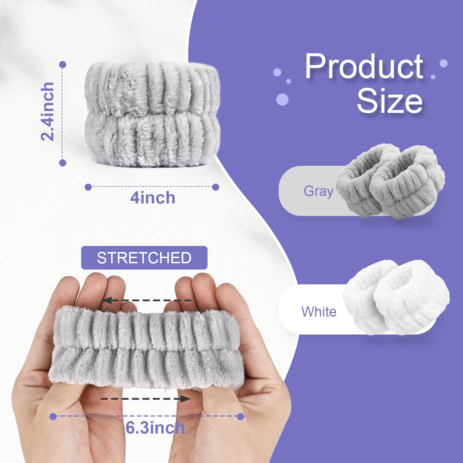 Azrdxsd 4Pcs Wrist Bands For Washing Face, Absorbent Towel Wristbands For Washing Face,Microfiber Wrist Spa Washbands For Women,