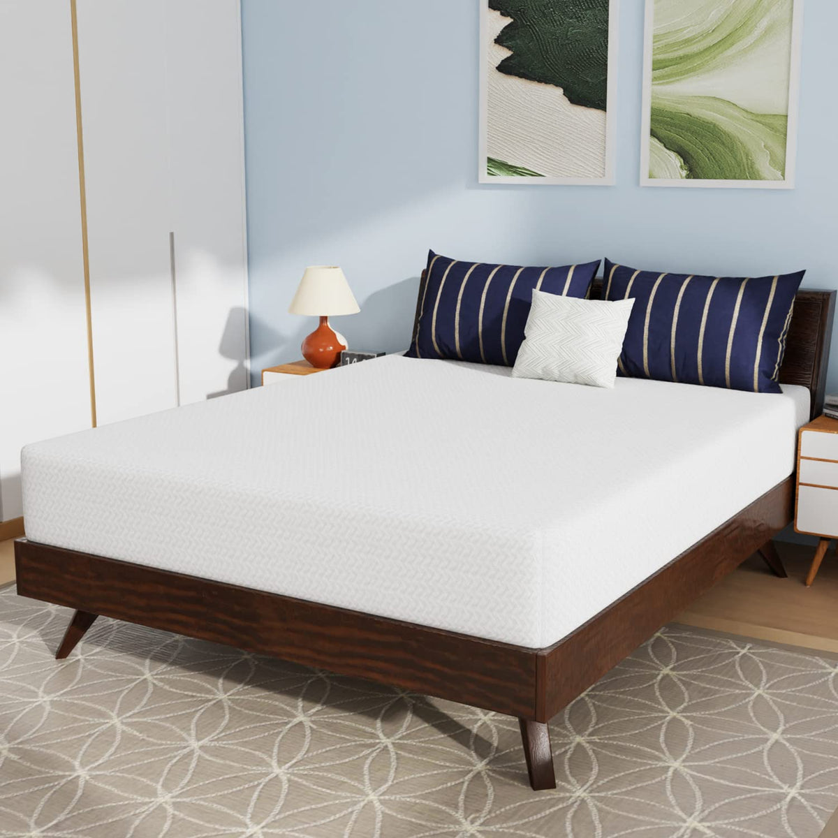 Paylesshere 10 Inch Bamboo Charcoal Gel Memory Foam Mattress Certipur-Us Certified Removable Soft Cover Queen Mattresses For Bed