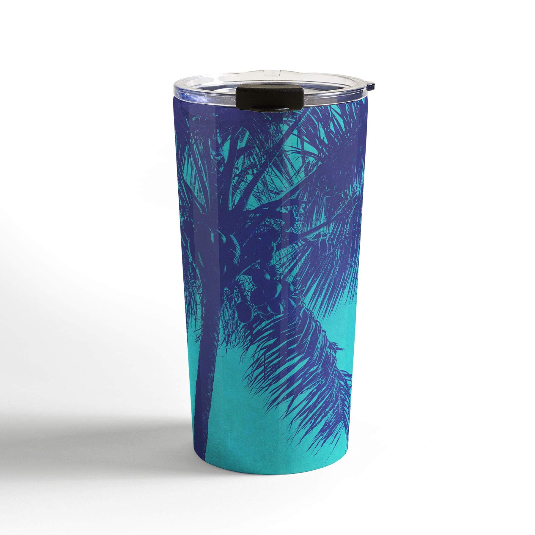 Society6 Nature Magik Palm Trees Summer Turquoise Travel Mug, 20Oz, Blue
